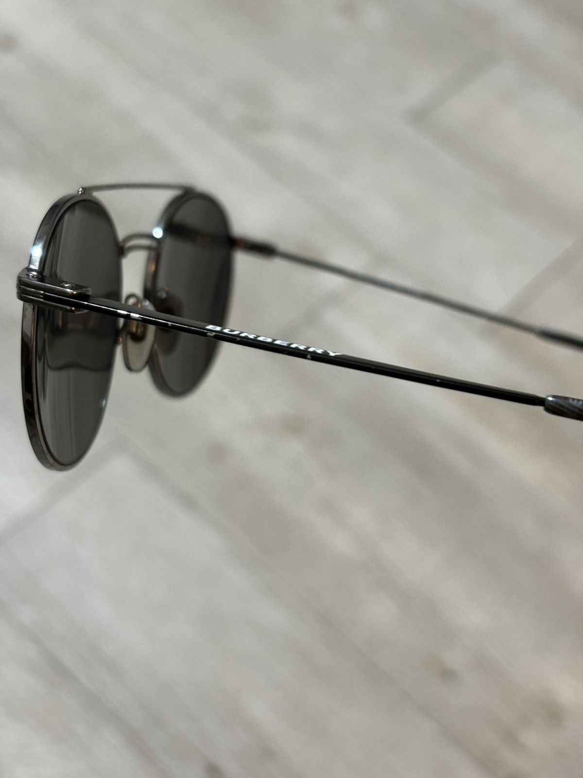 Burberry × Burberry Prorsum Unisex B-3109 Italy Big Logo Frame Metal-Matte Round Shape Sunglasses Size ONE SIZE - 21 Thumbnail