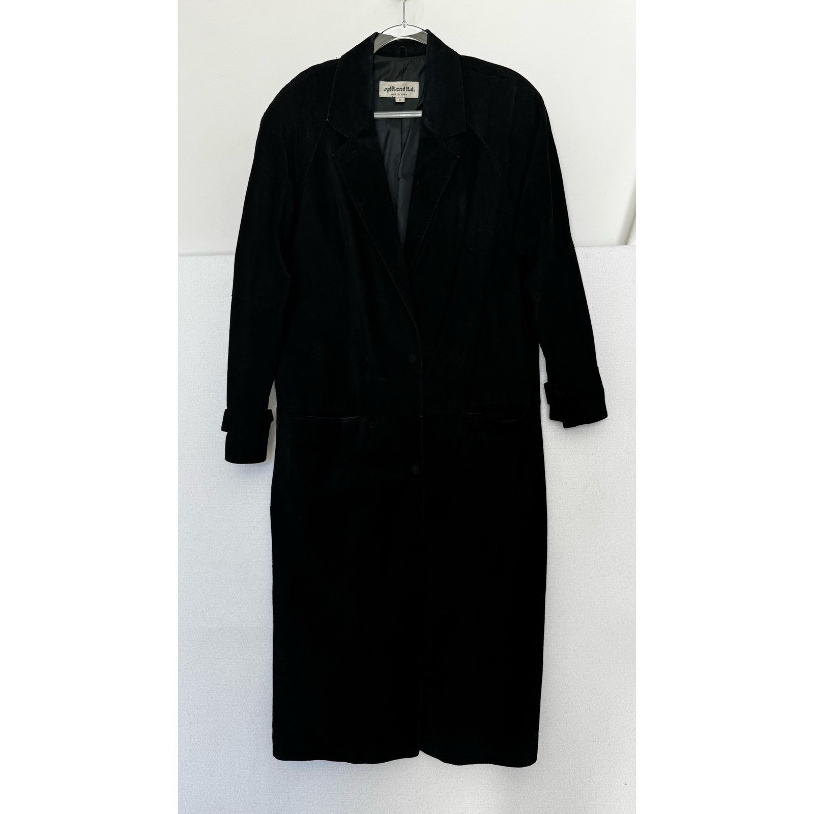 Vintage 90s Split End Ltd Black Suede Leather Long Coat Minimalist M Size M / US 6-8 / IT 42-44 - 3 Thumbnail