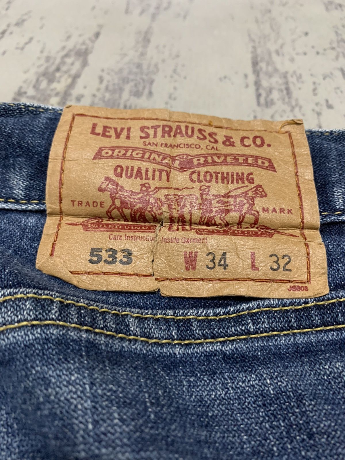 Levi's Levi's 533 Loose Straight Fit Denim Jeans Indigo Stone Wash Size US 35 - 17 Thumbnail