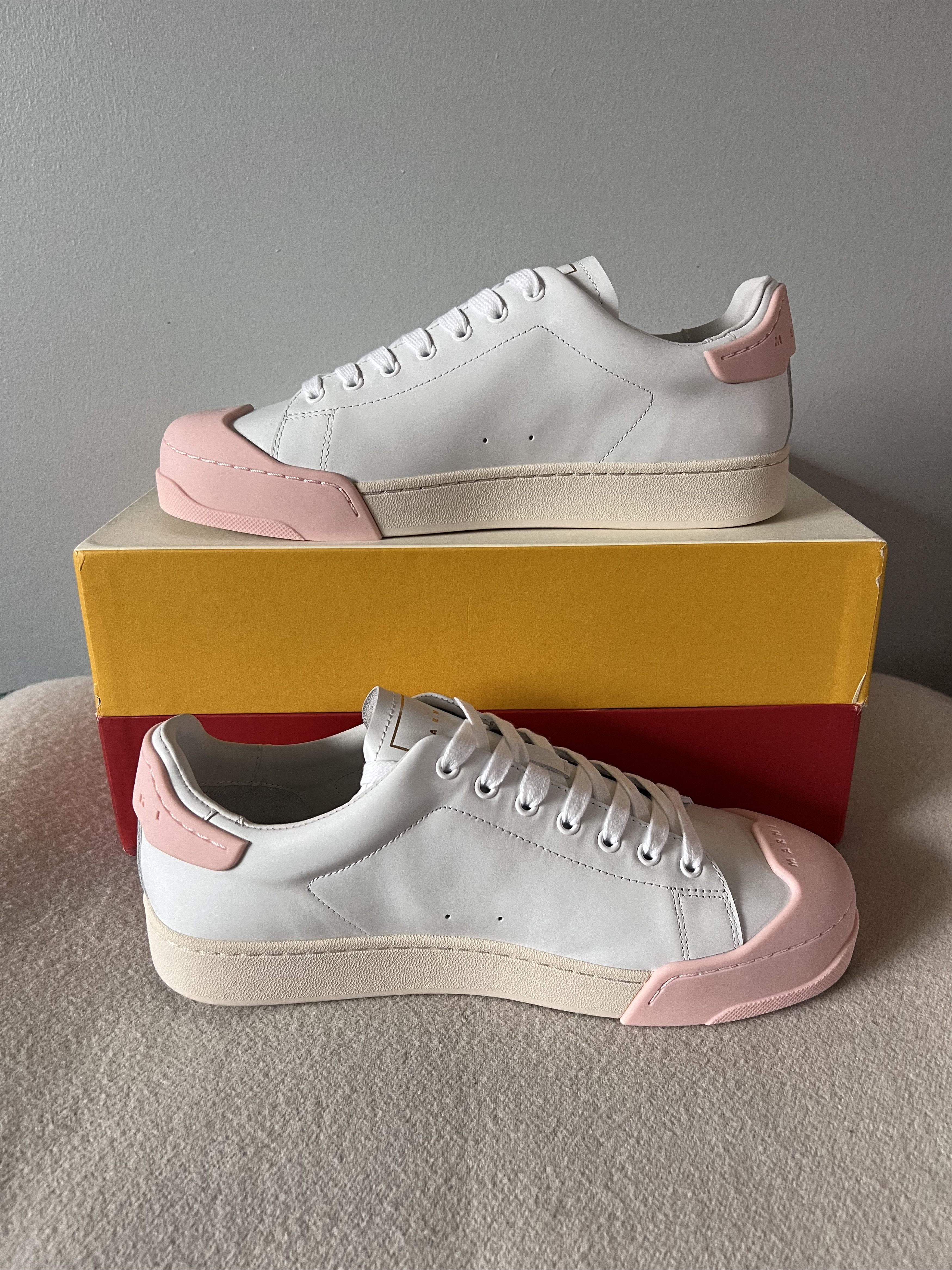 Marni Marni Dada Bumper Sneakers in White Pink Leather Size US 11 / EU 44 - 3 Thumbnail