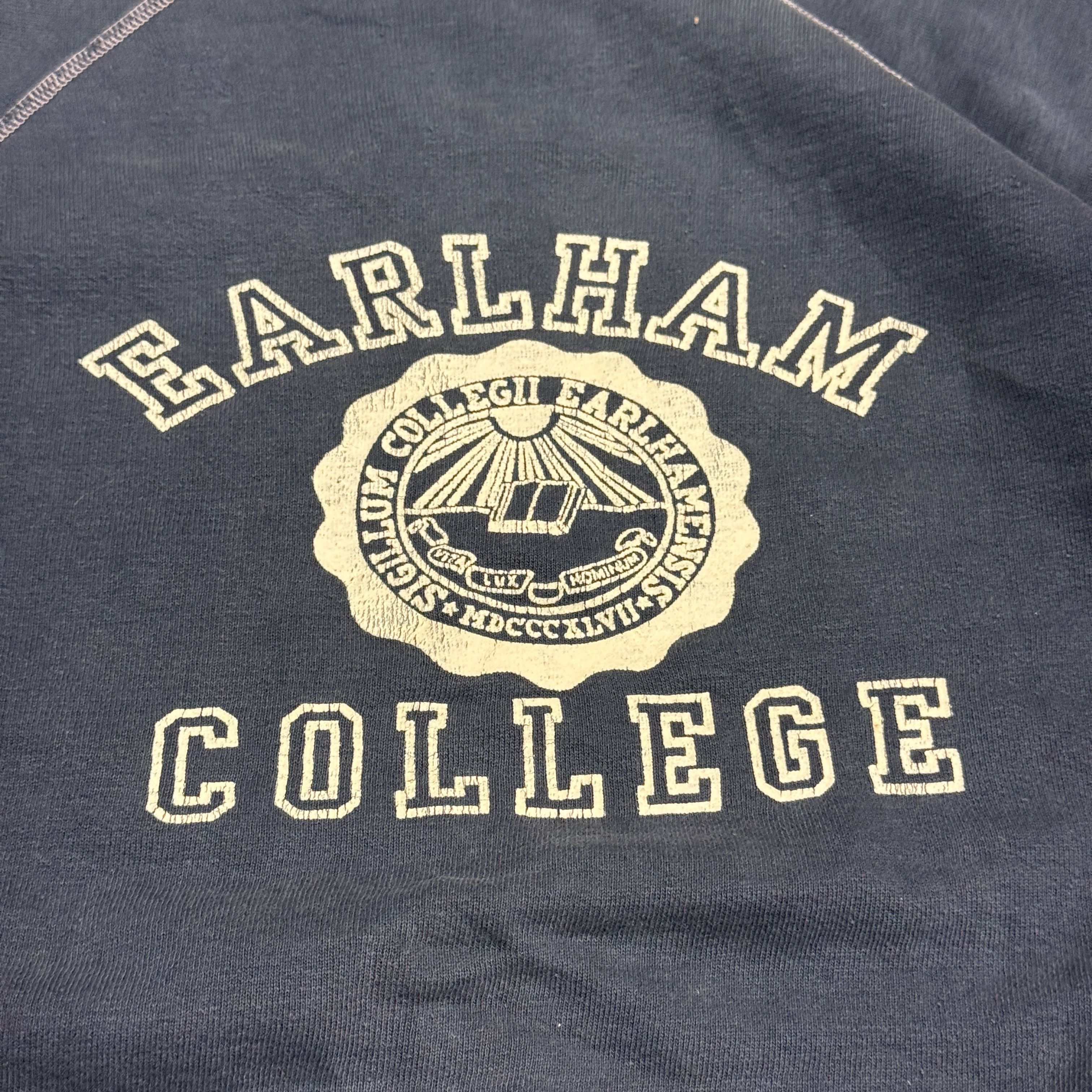 Other Vintage Earlham 50s College Distressed Navy Short Sleeve Sweatshirt Size L RARE Size US L / EU 52-54 / 3 - 3 Thumbnail