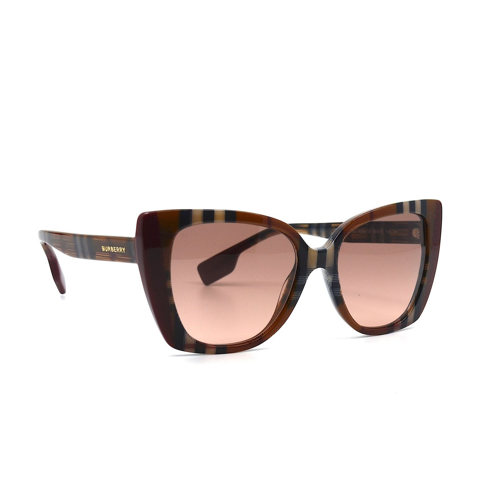 Burberry NEW BURBERRY MERYL BE4393 CHECK BROWN/BORDEAUX SUNGLASSES Size ONE SIZE - 1 Thumbnail