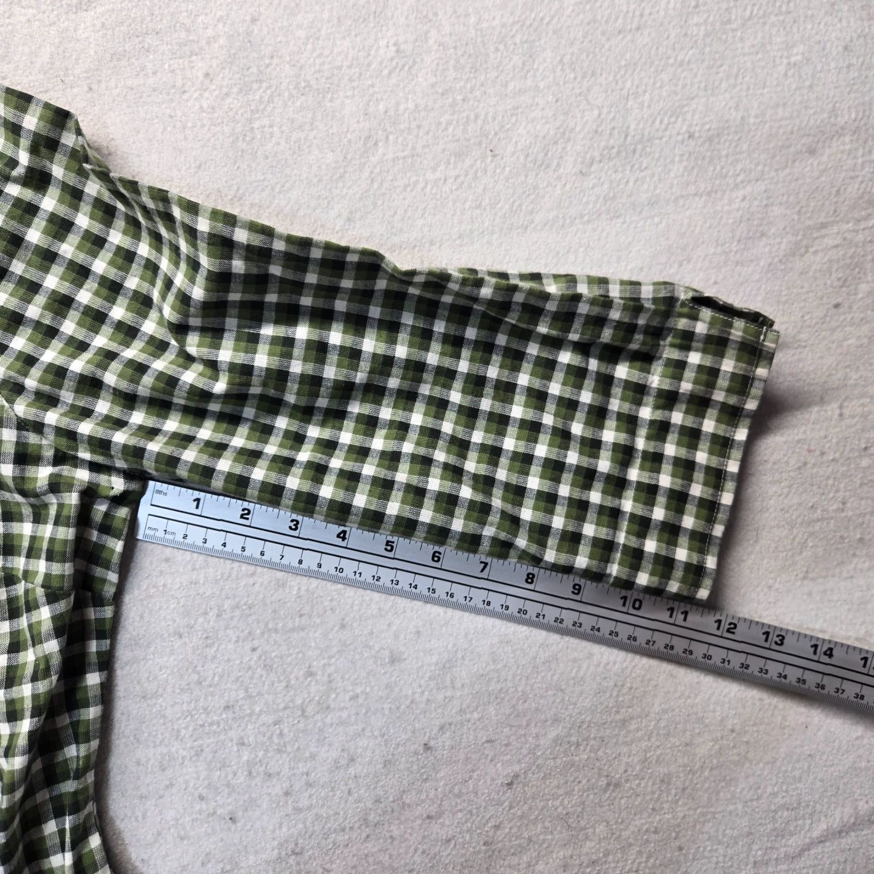 Olive Cabin Creek Shirt Blouse Button Up Green Olive Checkered Embroidery Adult PL Size L / US 10 / IT 46 - 6 Thumbnail
