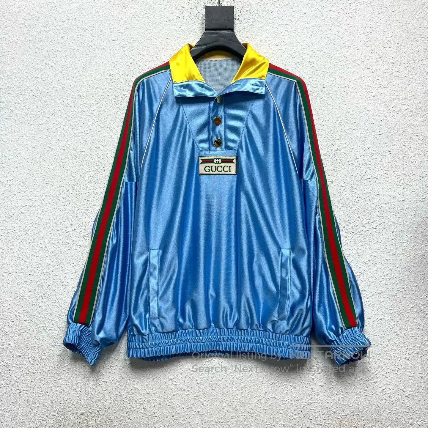 Gucci Guicci Silk hoodie with a belt logo and striped pattern Size US S / EU 44-46 / 1 - 1 Thumbnail