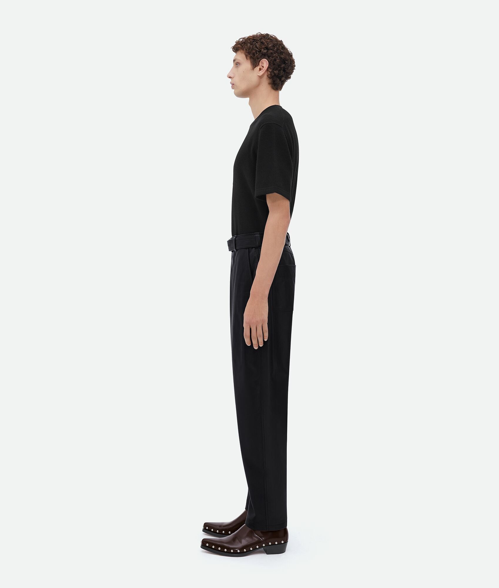 Bottega Veneta o1n1vont0325 Belted Leather Pant in Black Size US 32 / EU 48 - 2 Thumbnail