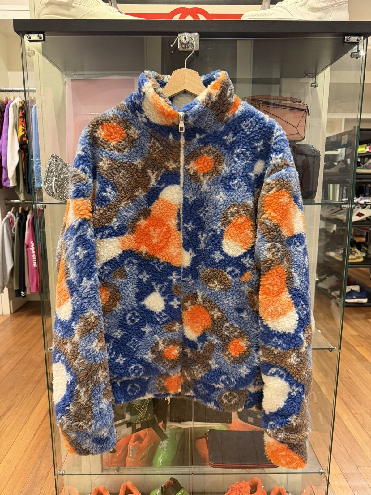 Louis Vuitton Louis Vuitton Jacquard Camo Fleece Jacket -Blue/Orange/White Size US XL / EU 56 / 4 - 2 Thumbnail
