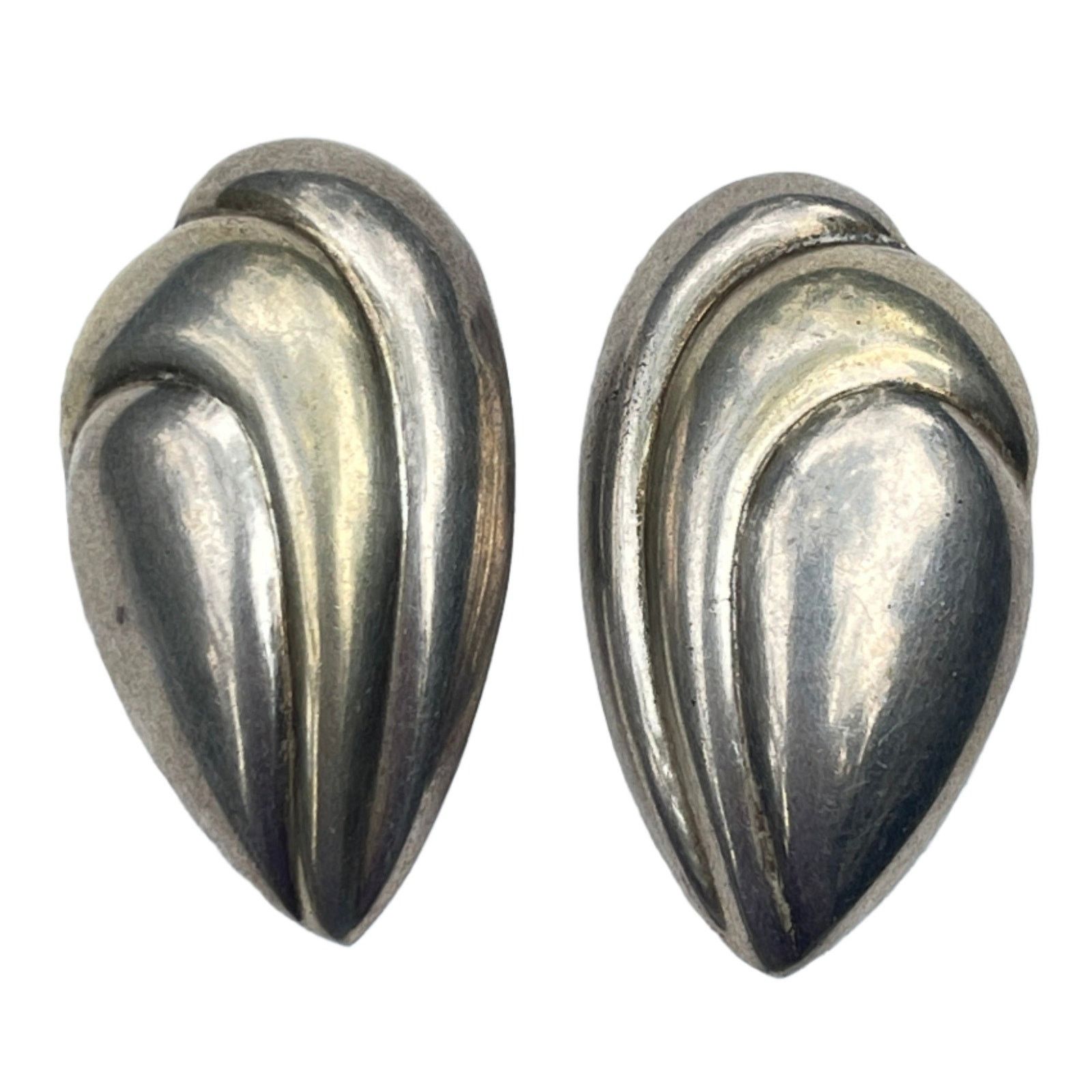 Vintage Vintage Modernist Sterling Silver Earrings - Clip On Size ONE SIZE - 1 Thumbnail