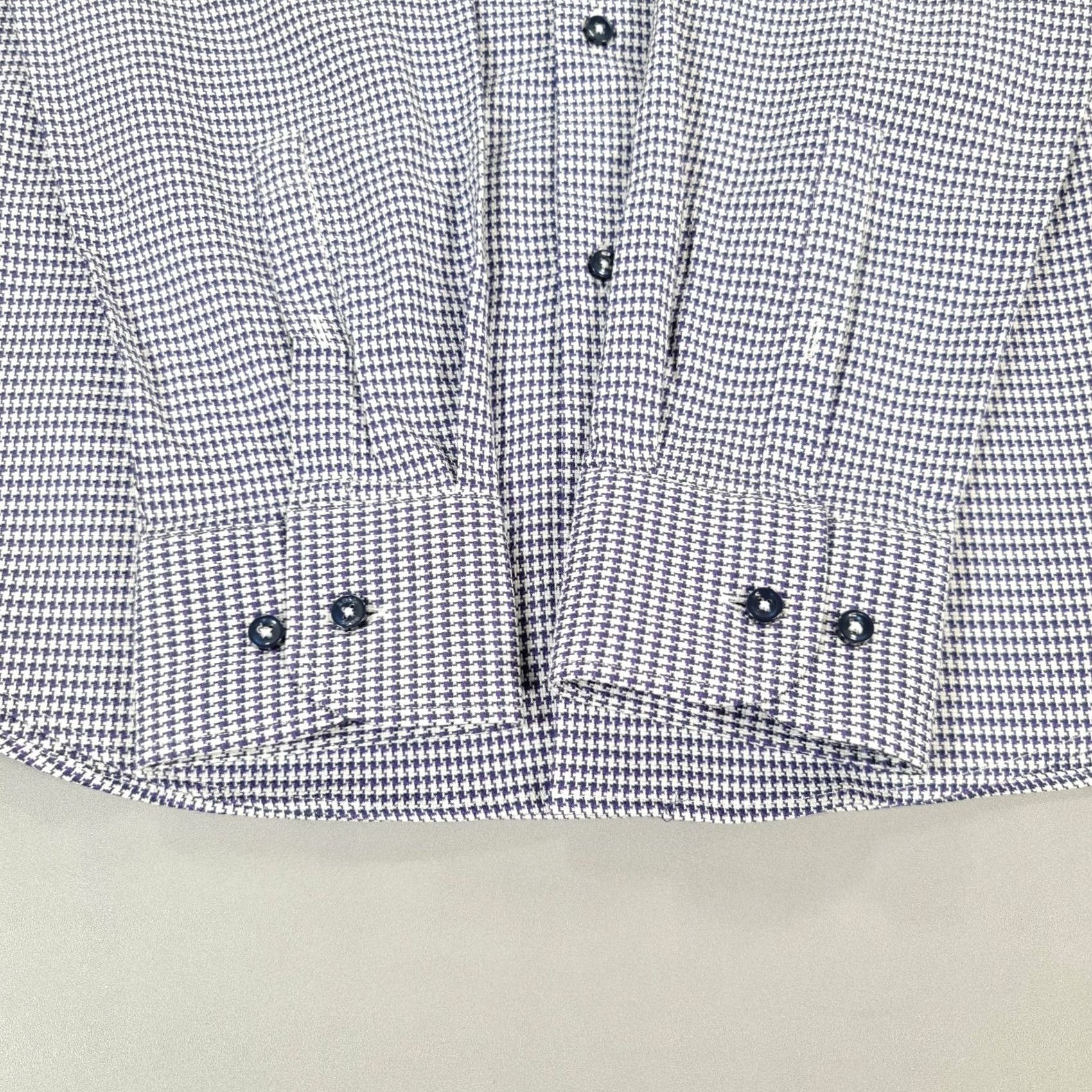 Hugo Boss HUGO BOSS Shirt Purple Large 16.5 Slim Houndstooth Stretch H Hank Spread Mens Shirt Regular Button-Up Long Sleeve Collared Vintage No Size US L / EU 52-54 / 3 - 4 Thumbnail