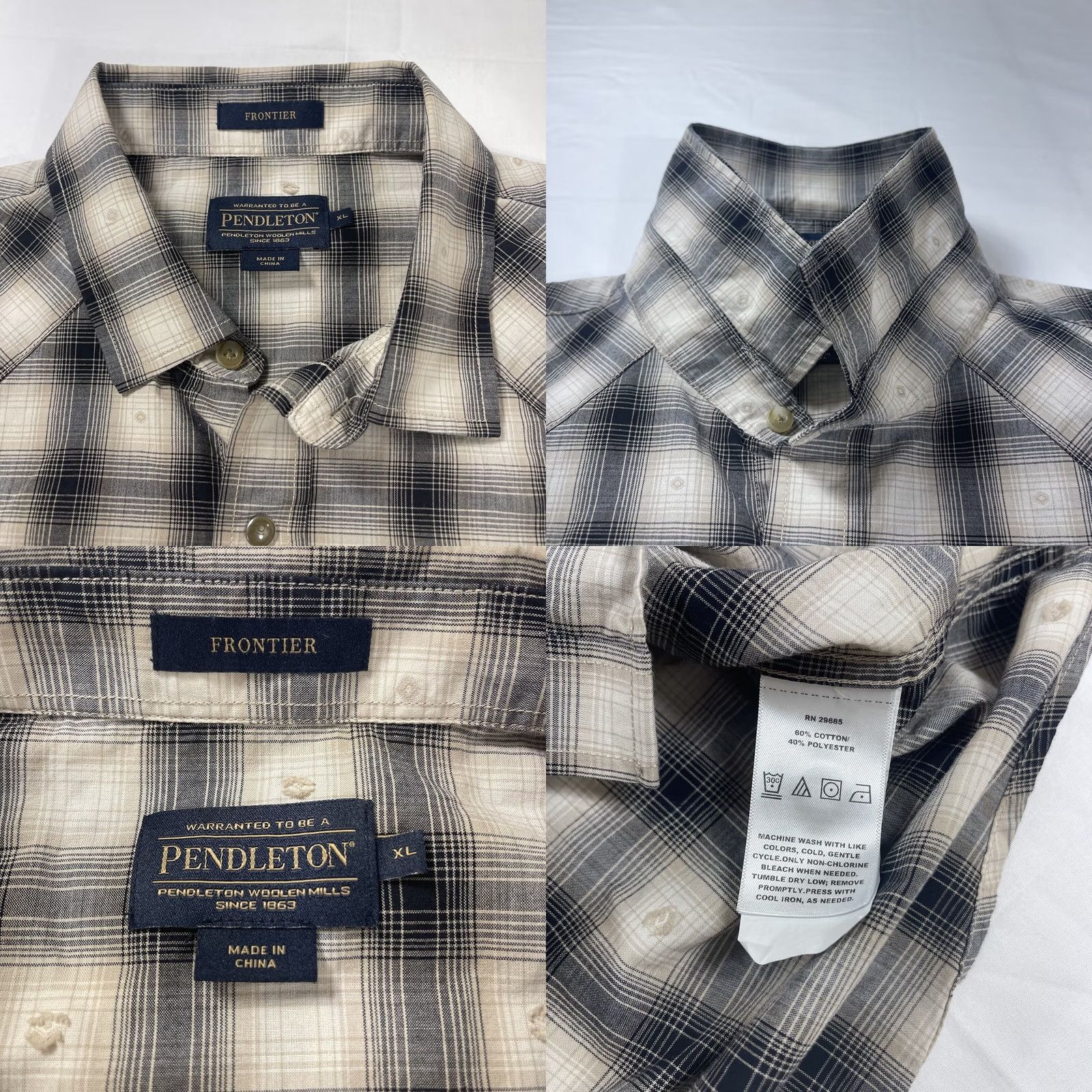 Pendleton Pendleton Mens XL Button-Up Shirt Pearl Button Gray Plaid Western L/S Cowboy N/A Size US XL / EU 56 / 4 - 10 Thumbnail