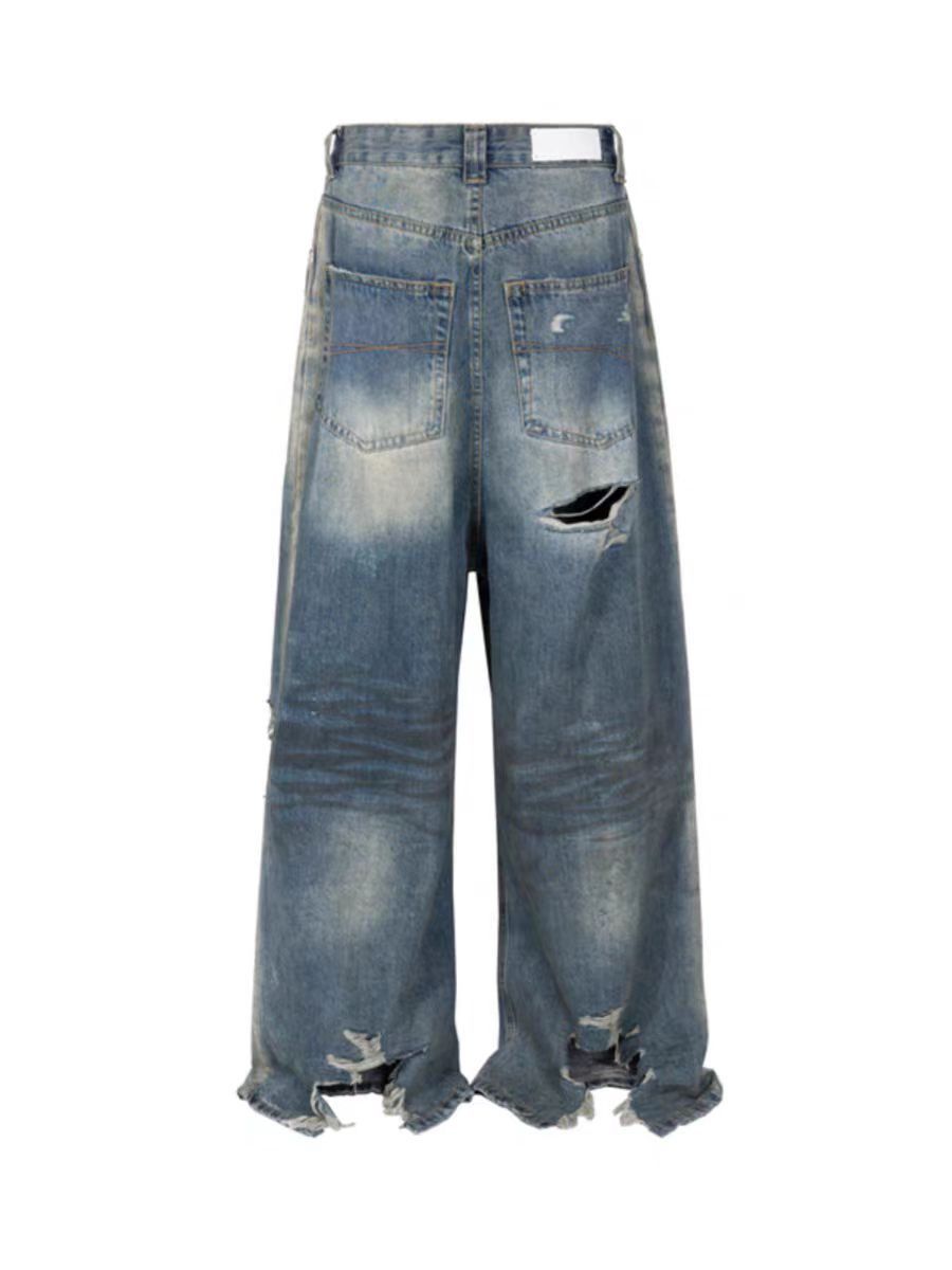 Japanese Brand Vintage Frayed Hole Baggy Jeans Size US 32 / EU 48 - 2 Thumbnail
