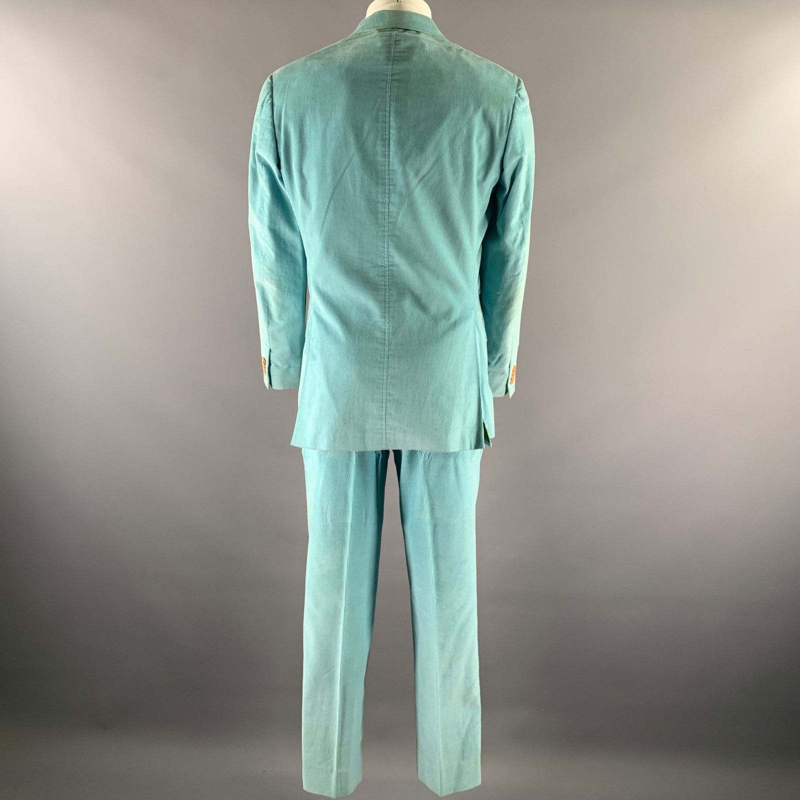 Etro ETRO Size 38 Light Blue Corduroy Cotton Storm Collar Suit Size 38R - 3 Thumbnail