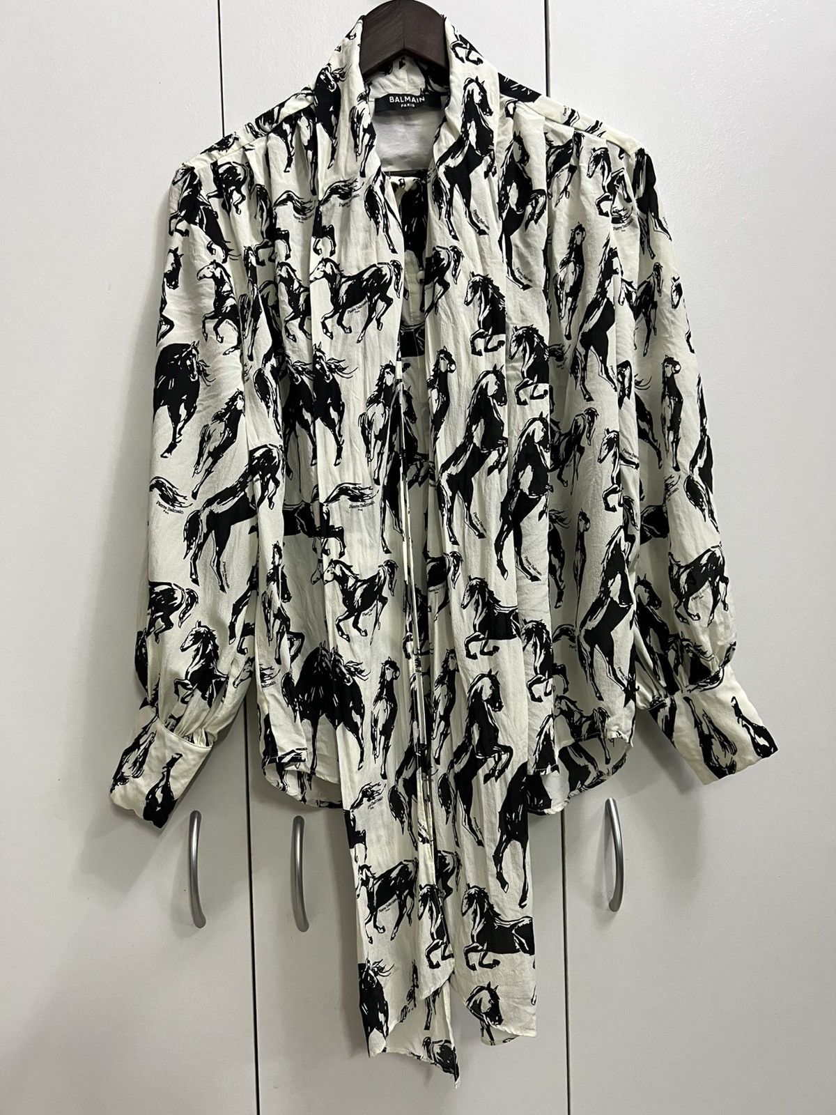 Balmain Balmain Printed Silk Shirt Tie Neck Size S / US 4 / IT 40 - 1 Thumbnail