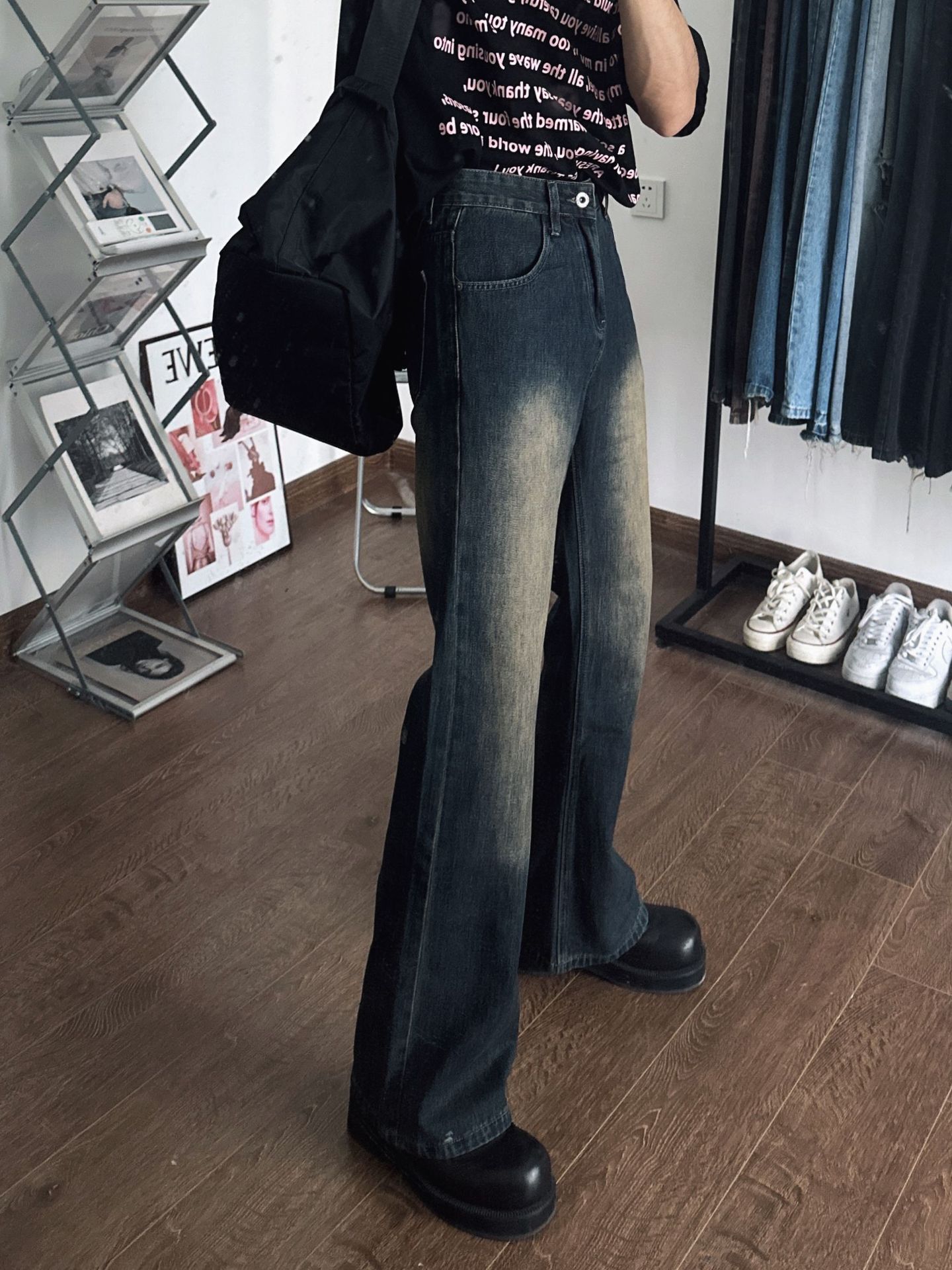 Japanese Brand × Jean Vintage washed distressed loose casual flared jeans Size US 32 / EU 48 - 4 Thumbnail