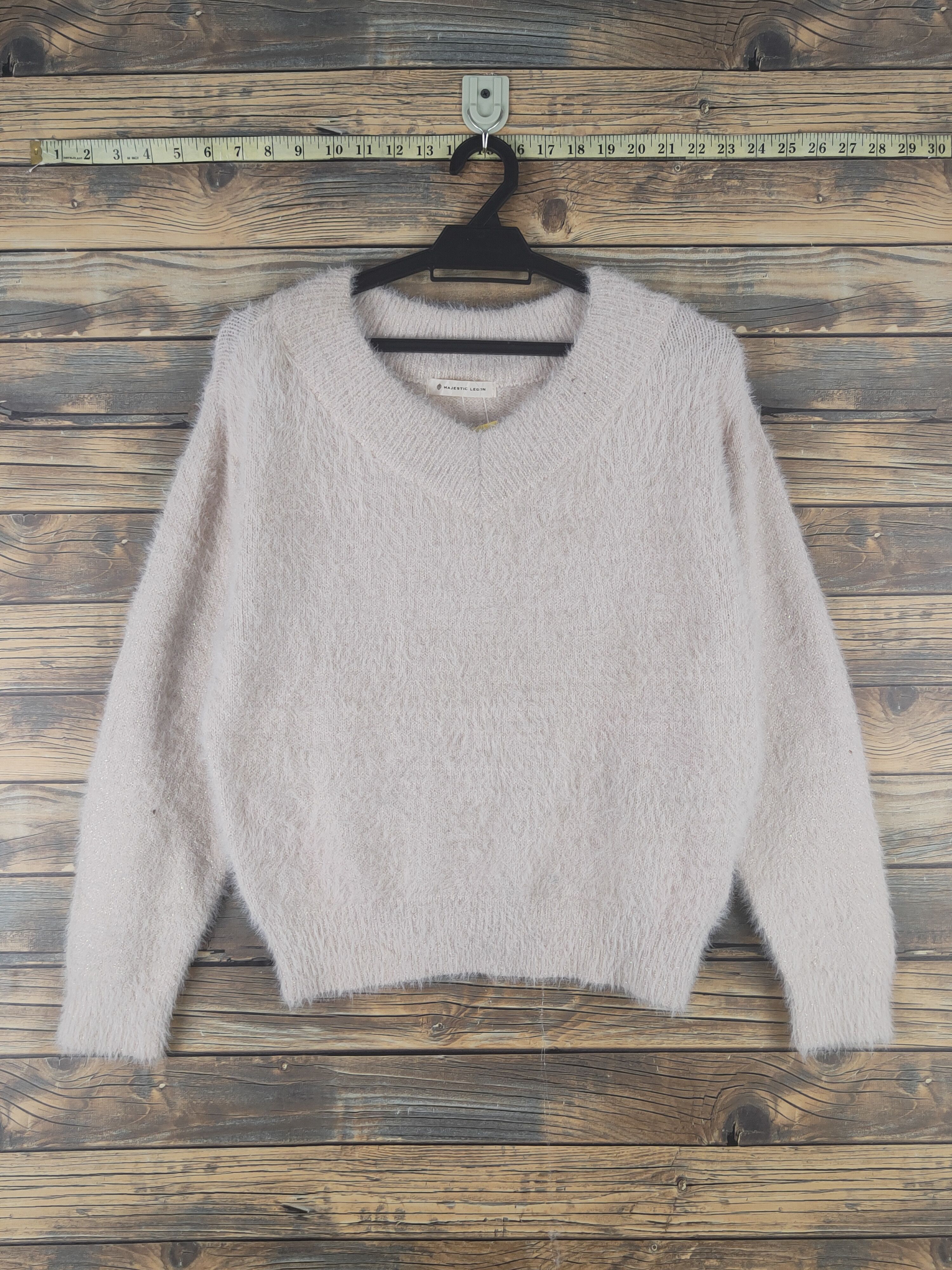 Majestic Legon Pink Shag Shaggy Fur Mohair Knitwear #W1205