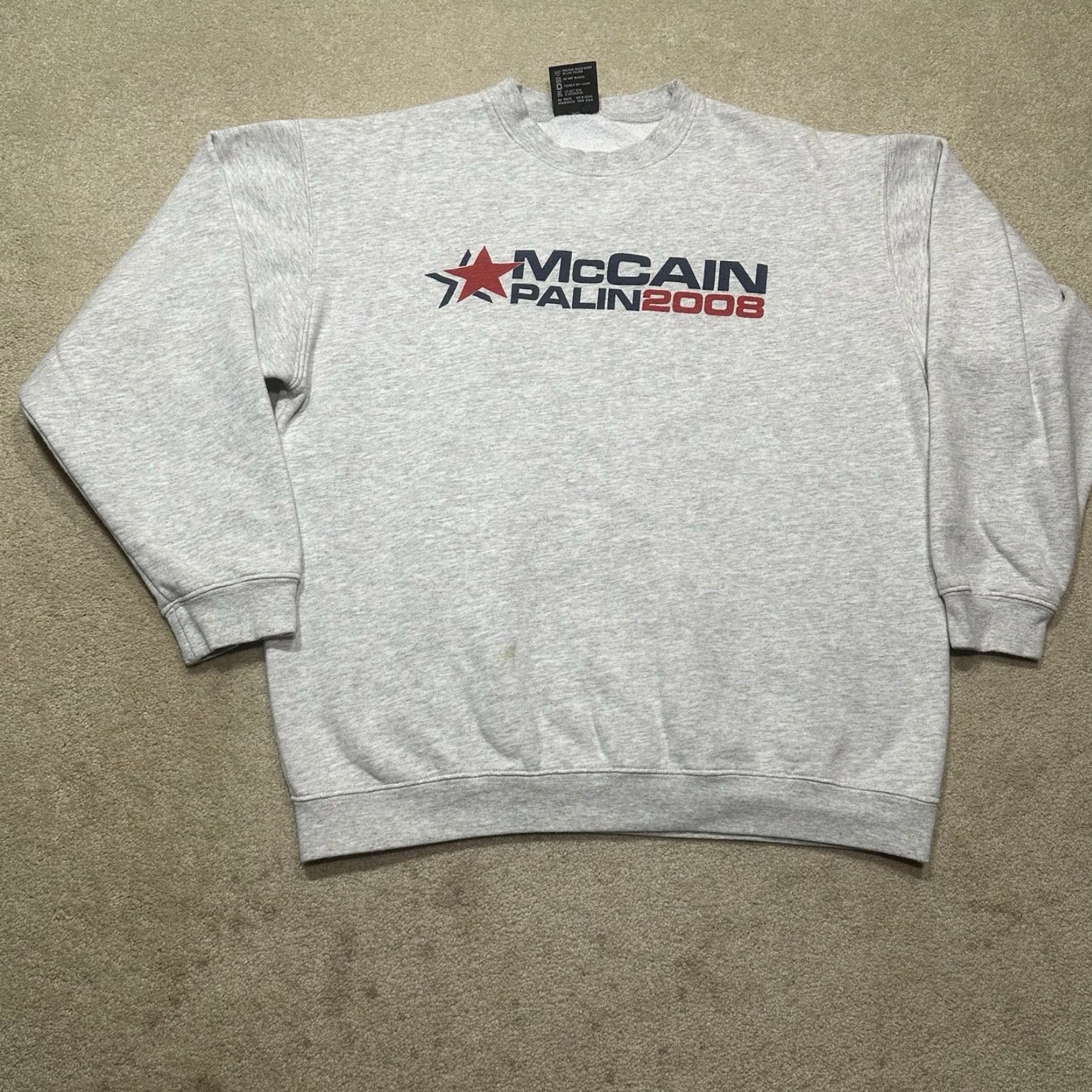 Vintage VINTAGE Bayside McCain Palin Crewneck Sweat Shirt Mens XL Gray Republicans Sweatshirt Crew Neck 90s Logo Pullover Knit Cotton Blend Solid Mens Size US XL / EU 56 / 4 - 2 Thumbnail