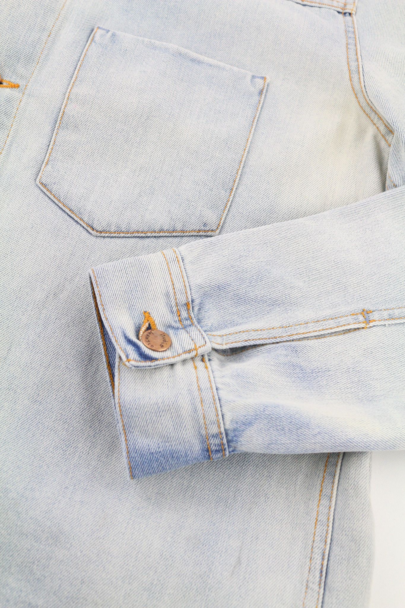 Nudie Jeans RONNY 2XL Denim Ocean Washed Spread Logo Jacket 80751 Size US XXL / EU 58 / 5 - 5 Thumbnail