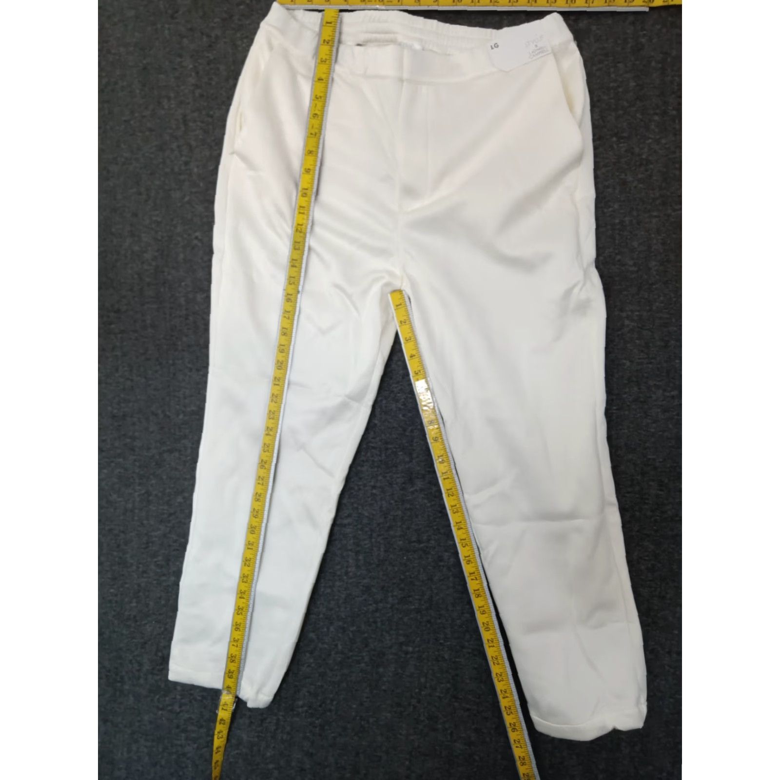 Vintage Ladarius Campbell Stylus Ivory Flat Front Pants Men L Relaxed Fit Elastic Back Waist 32in Inseam 26in Solid Casual Travel Shirt? Size US 33 - 5 Thumbnail