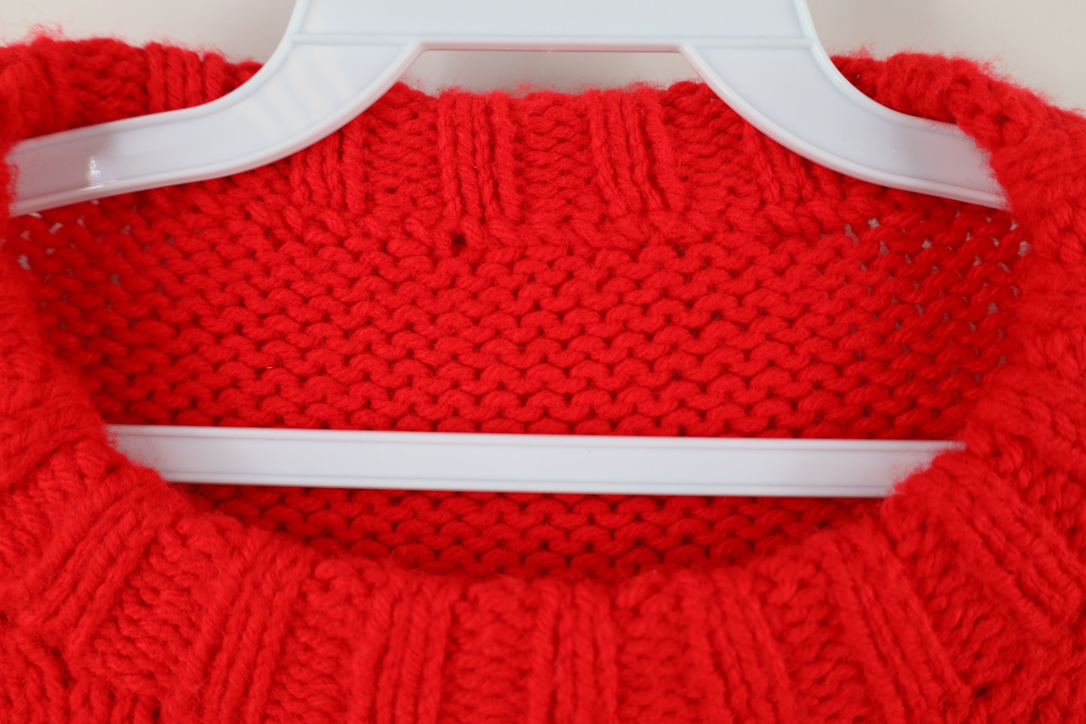 Vintage Vintage 70s Streetwear Chunky Knit Geometric Sweater Red Size XXL / US 16-18 / IT 52-54 - 9 Thumbnail