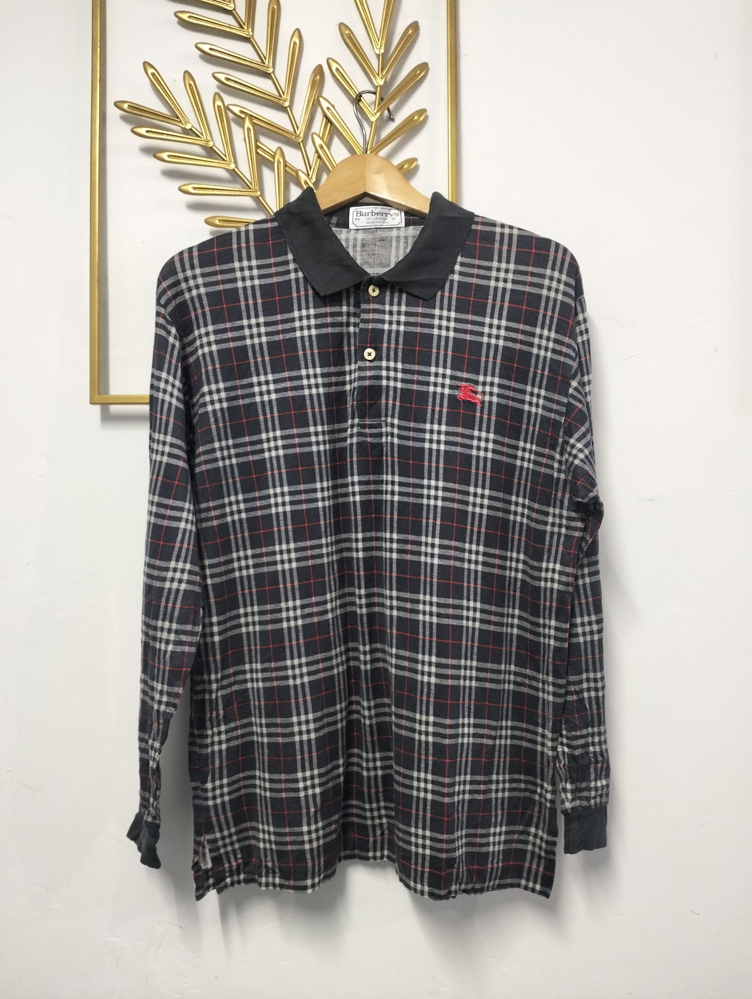 Burberry × Vintage Vintage Burberry Nova Check Longsleeve Polo Tshirt Size US M / EU 48-50 / 2 - 1 Thumbnail