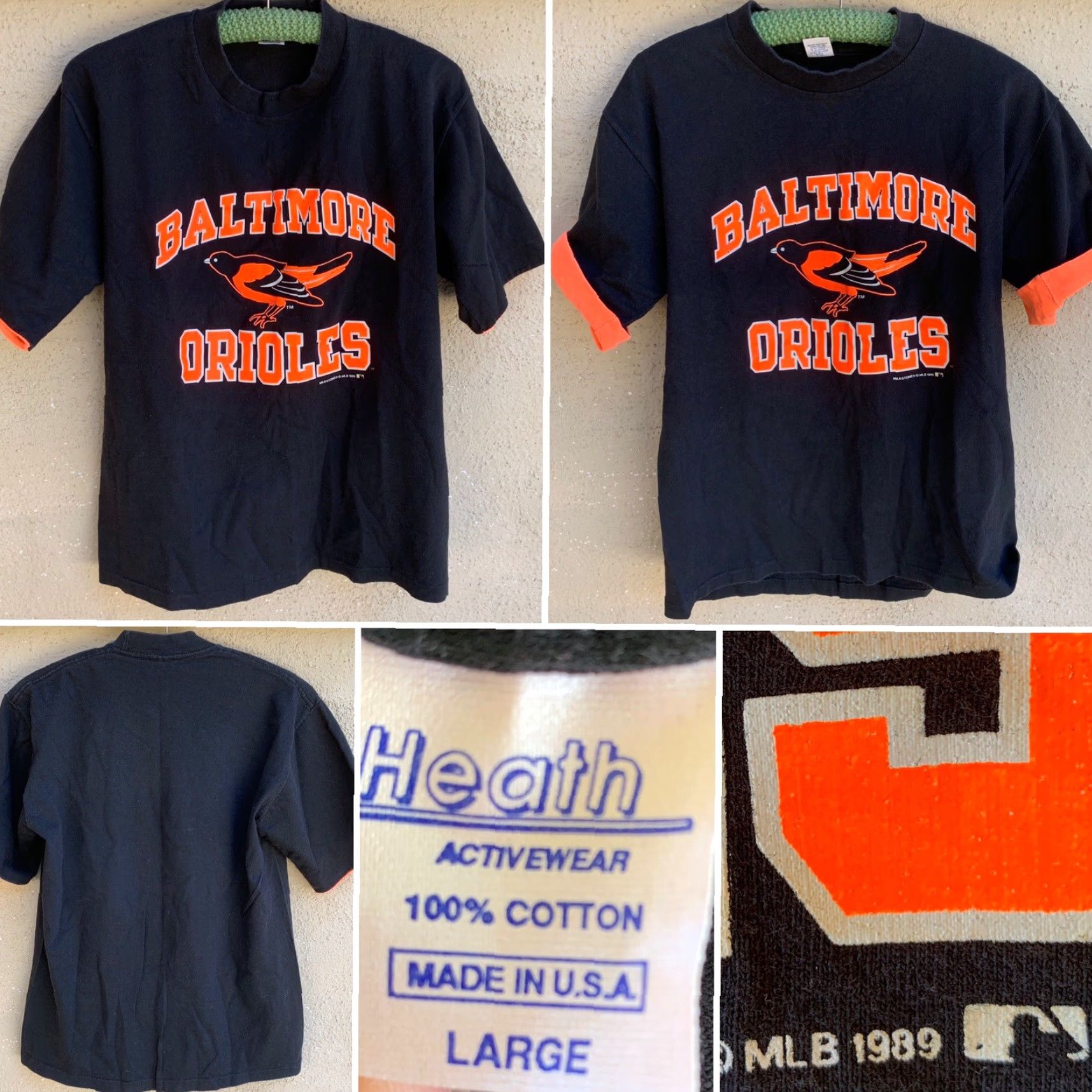 MLB VINTAGE Baltimore Orioles Neon Graphics T-Shirt Milestones 1989 MLB L Black Unisex Graphic Tee Mens Womens Boys Girls Size US L / EU 52-54 / 3 - 4 Thumbnail