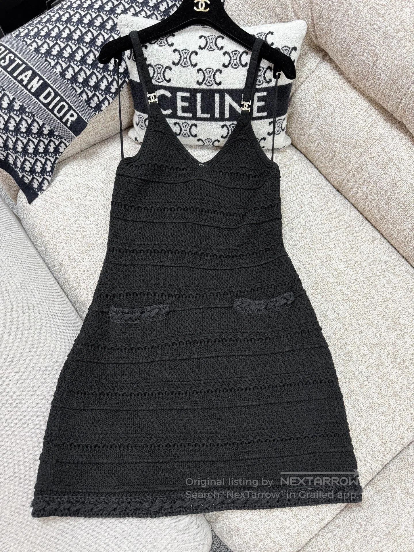 Chanel Chanel 21P Black Diamond Button Knit Dress. Size S / US 4 / IT 40 - 2 Thumbnail