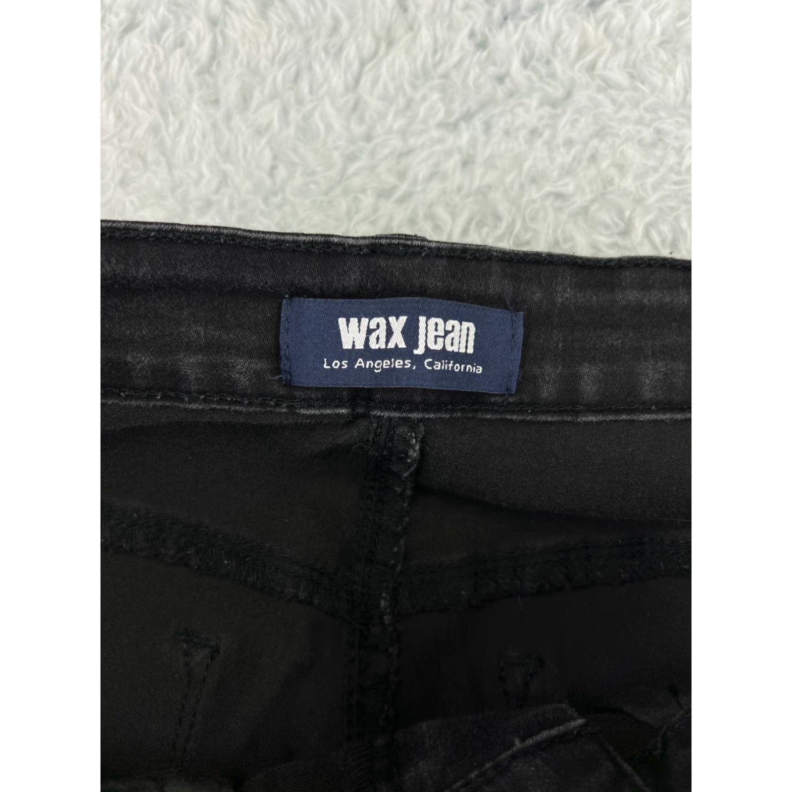Vintage WAX JEAN Jeans Womens 16 Black Cotton Blend Denim Medium Wash Tapered 5-Pocket Design Zip Inseam 26 in Mid Rise Cotton Blend Size 38" / US 16 / IT 52 - 3 Thumbnail