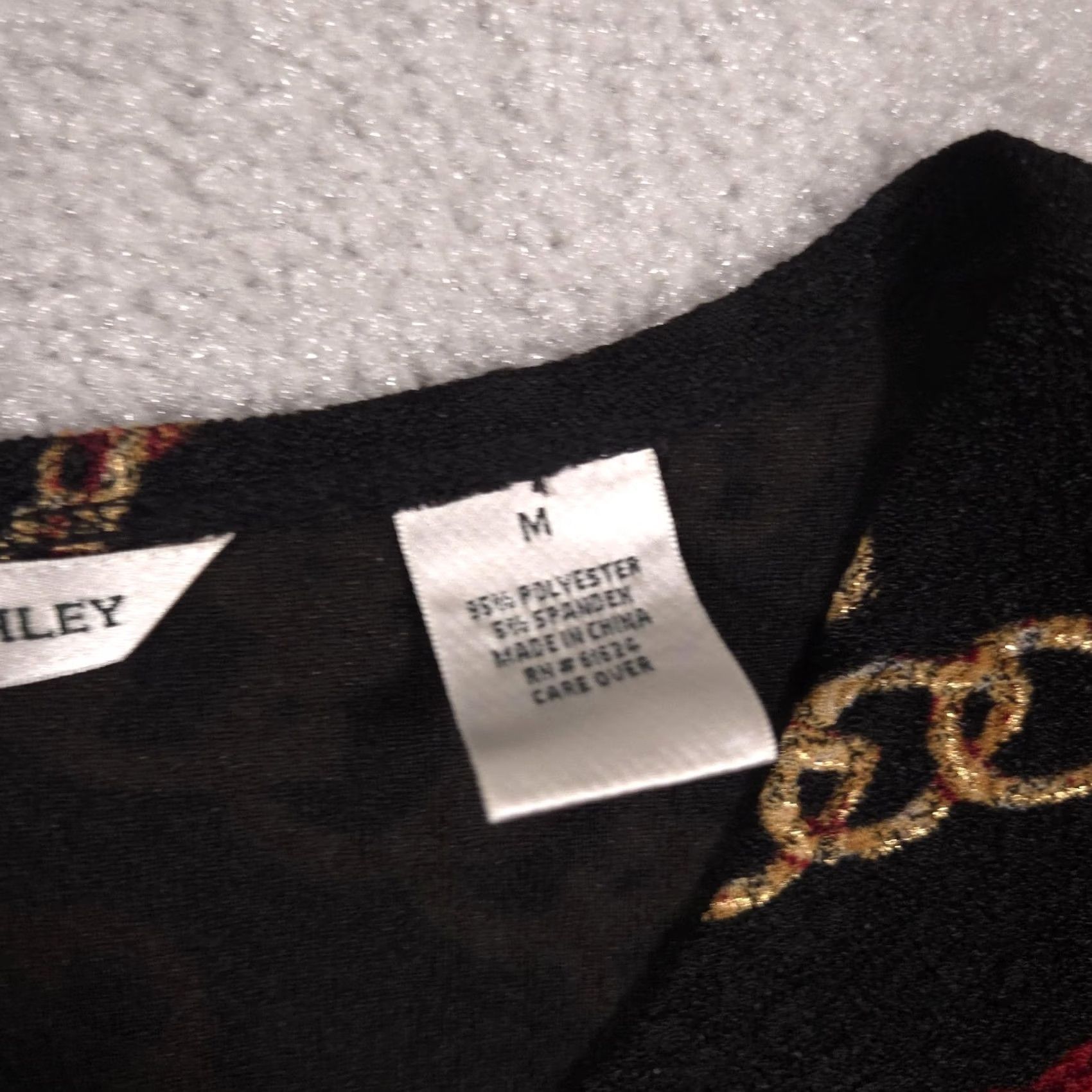 Laura Ashley Laura Ashley Blouse Womens M Black Chain Scoop Neck 3/4 Sleeve Top Stretch Size M / US 6-8 / IT 42-44 - 4 Thumbnail
