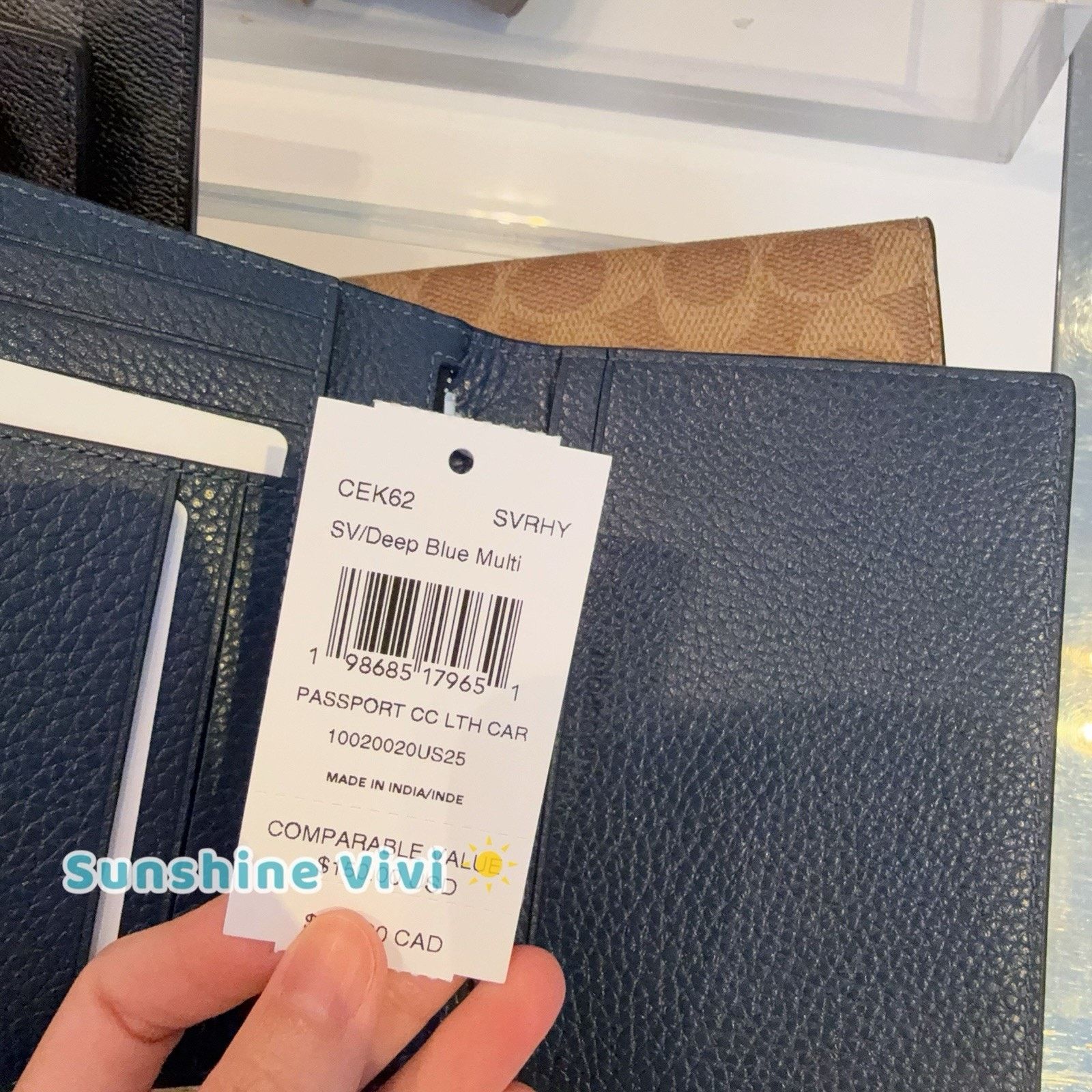 Coach NWT Coach Passport Card Case leather Car Deep Blue CEK62 Size ONE SIZE - 5 Thumbnail