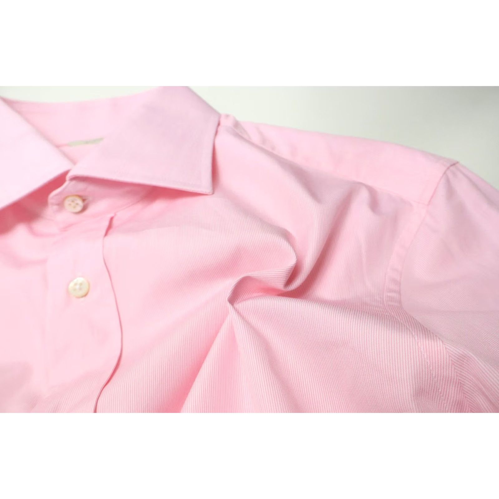 Suitsupply SUITSUPPLY Shirt Men's XL Pink Spread Collar Button Up Long Sleeve Pinstriped Size US XL / EU 56 / 4 - 6 Thumbnail