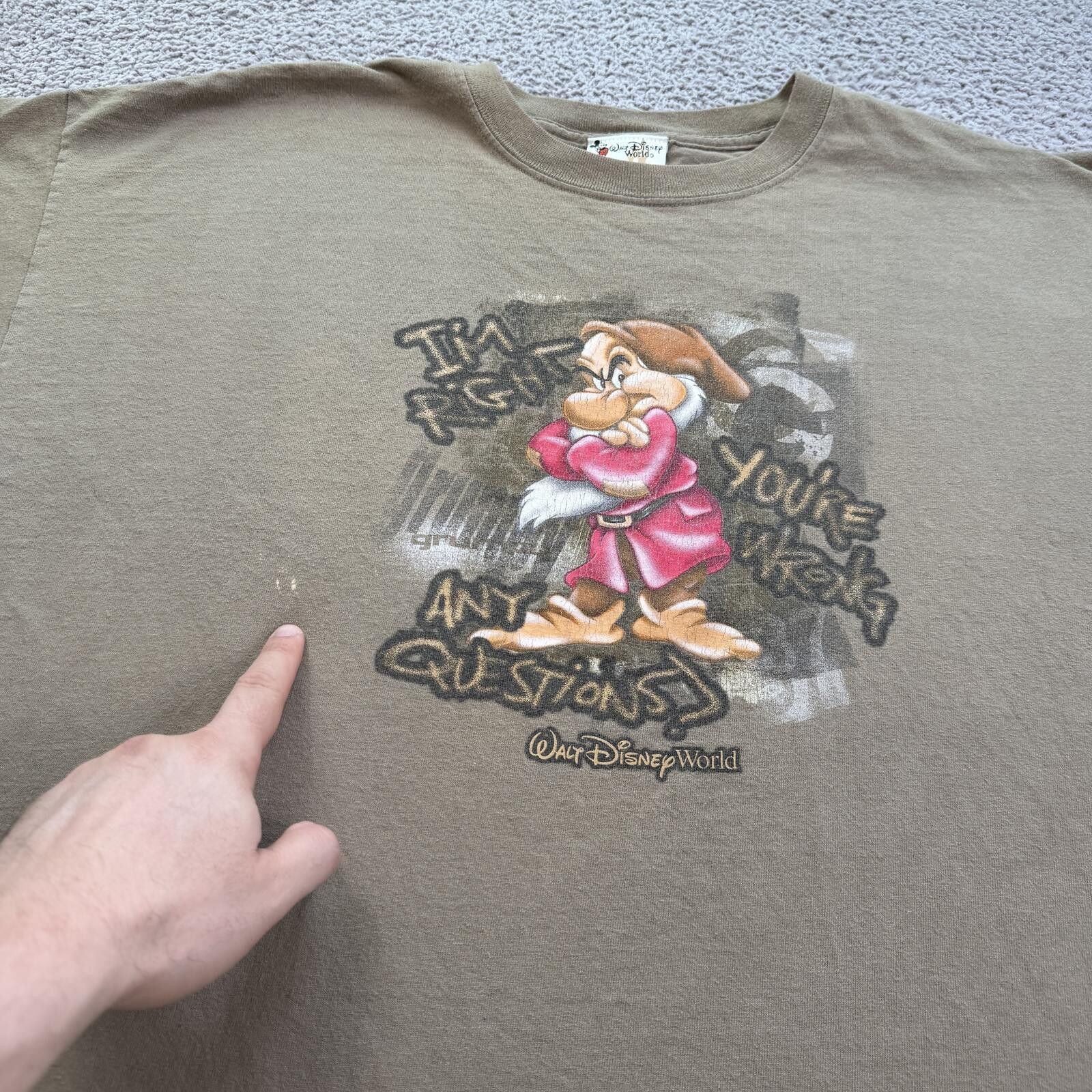 Disney Vintage Walt Disney World Grumpy T Shirt XXL Brown Y2K Tee Size US XXL / EU 58 / 5 - 7 Thumbnail