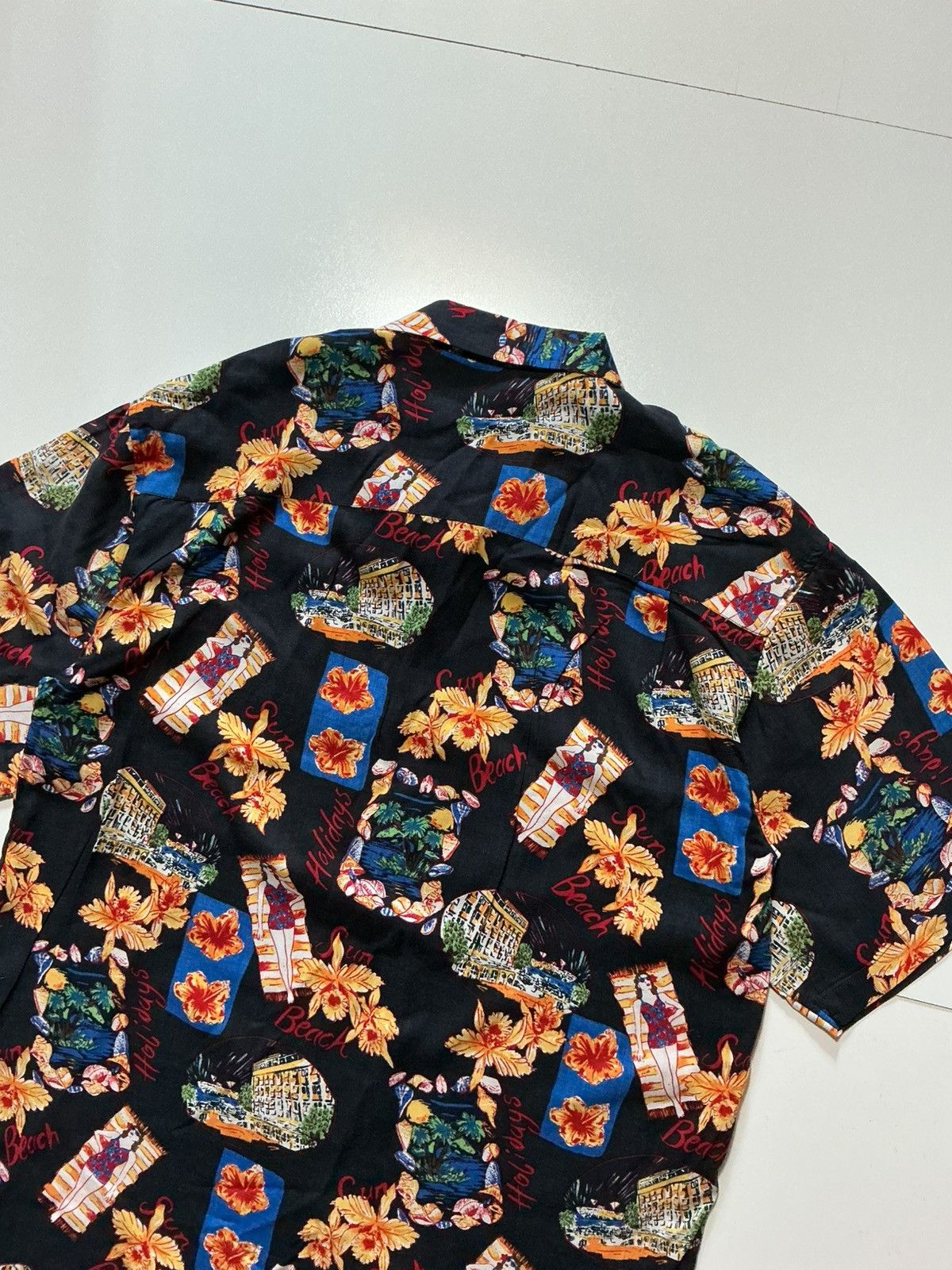 Vintage VTG Utility Pin Up Girl Hibiscus Loop Collar Hawaiian Shirt Size US M / EU 48-50 / 2 - 4 Thumbnail