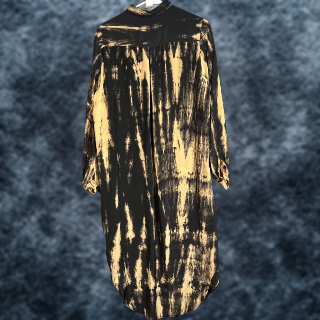 Vintage Mas Demoiselle Paris Dress Size 40 Tie Dye Button Down Shirt Black Yellow Size S / US 4 / IT 40 - 1 Thumbnail