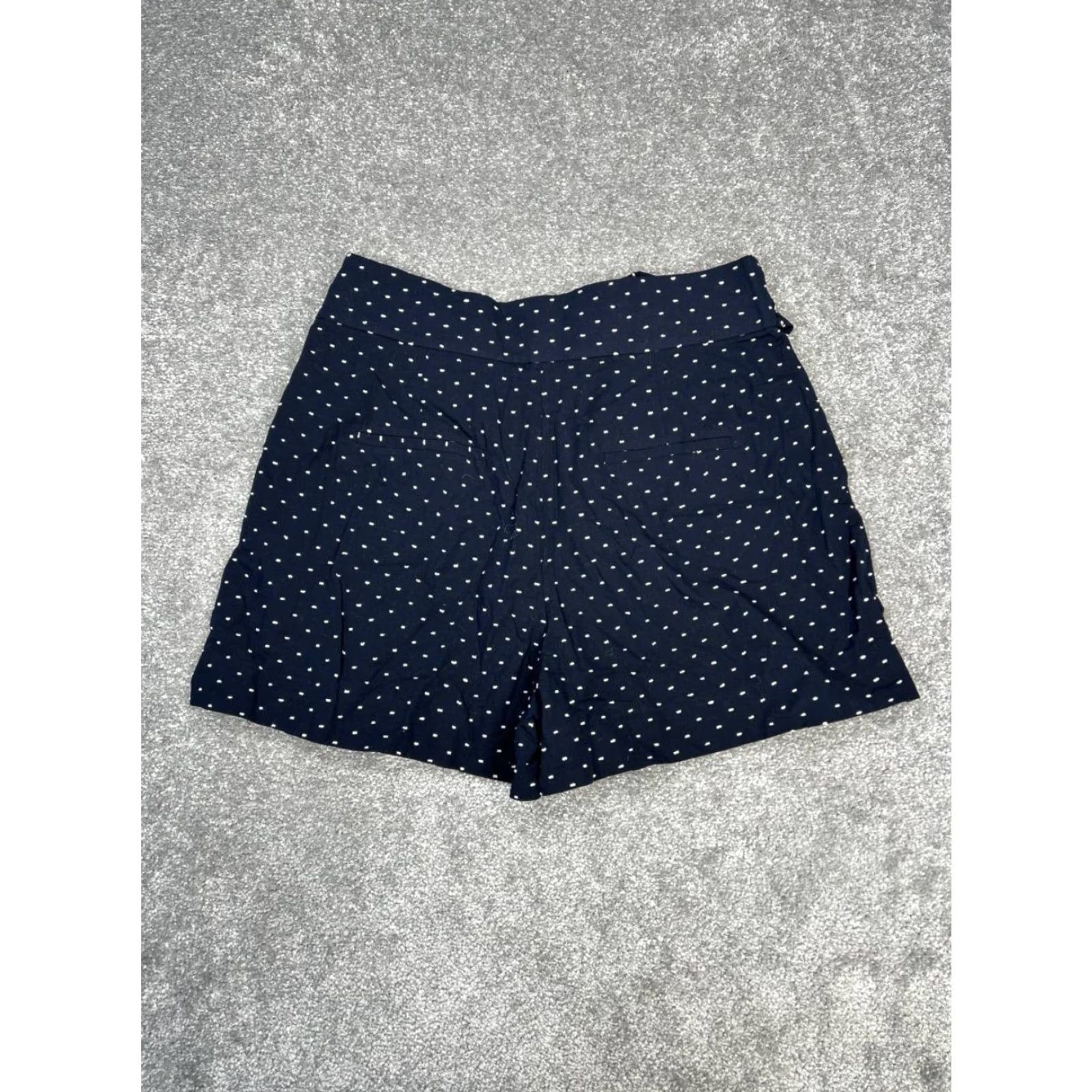 J.Crew J Crew Tie Waist Shorts Womens 10 Blue Clip Dot Cotton High Rise Side Zip New Size 32" / US 10 / IT 46 - 2 Thumbnail