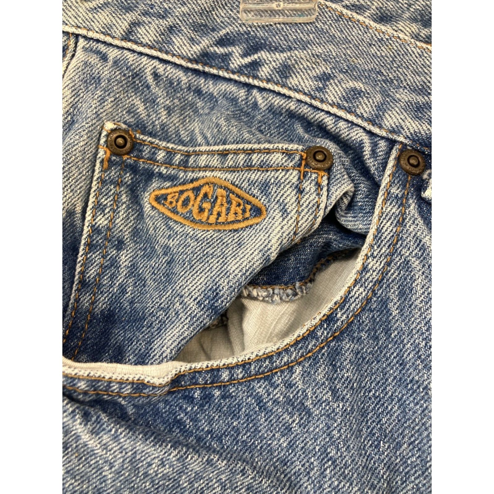 Vintage Bogari Jeans Mens 40 x 30 90s Designer Vintage Blue Denim 5-Pocket Straight Regular Cotton Logo Studded Top Quality Shirt Size US 40 / EU 56 - 2 Thumbnail