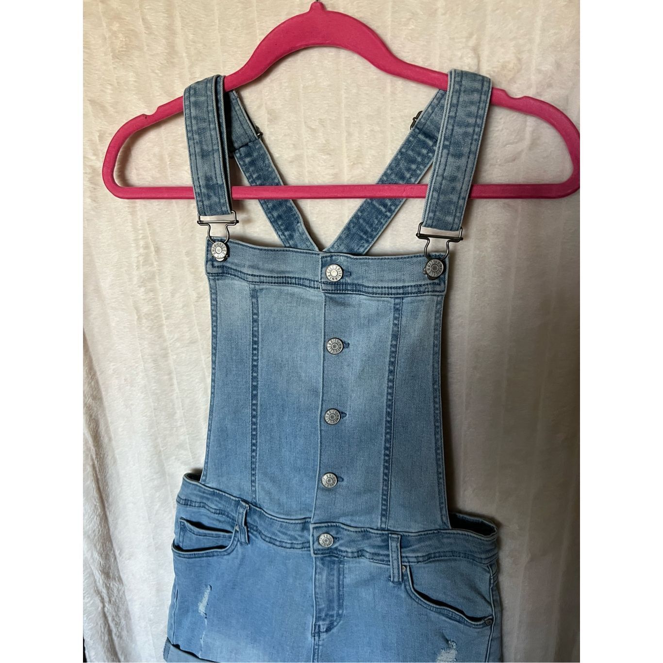 Other Celebrity Pink Blue Jean Short Overalls Woman’s Size Medium Size 28" / US 6 / IT 42 - 4 Thumbnail