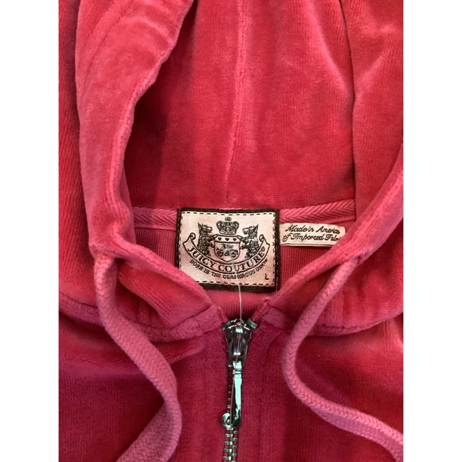 Juicy Couture Juicy Couture Velour Pink Long Sleeve Track Jacket Hoodie L Women Regular Fit Zip Hooded Solid Pink Vintage: No 90s? No, New with tags Size L / US 10 / IT 46 - 5 Thumbnail