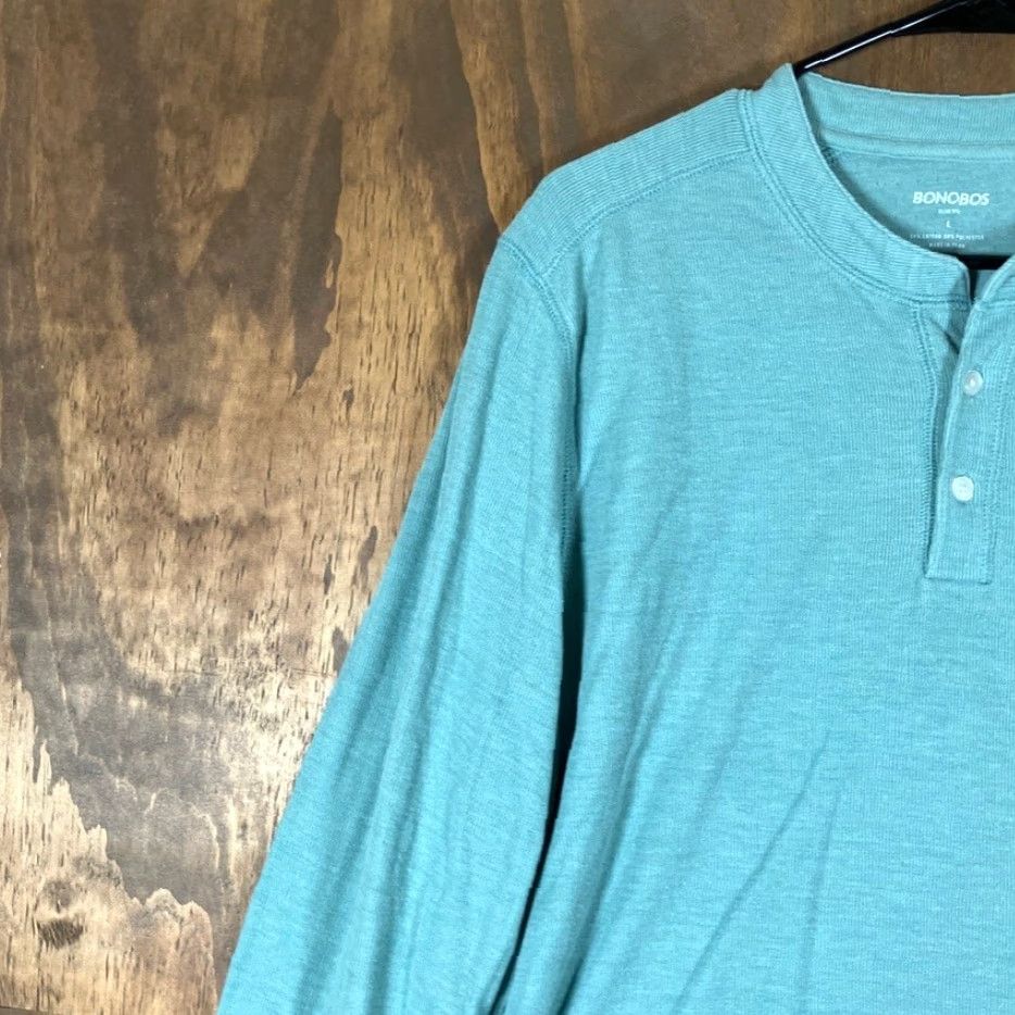 Bonobos Bonobos Mens Shirt Henley Slim Fit Long Sleeve Seafoam Green Large Size US L / EU 52-54 / 3 - 4 Thumbnail