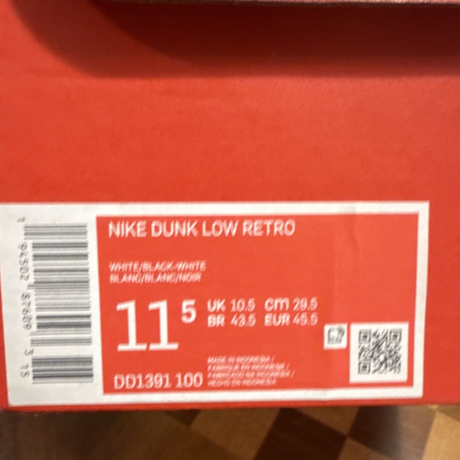 Nike Nike Dunk Low Retro White Black Panda Size US 11.5 / EU 44-45 - 14 Thumbnail
