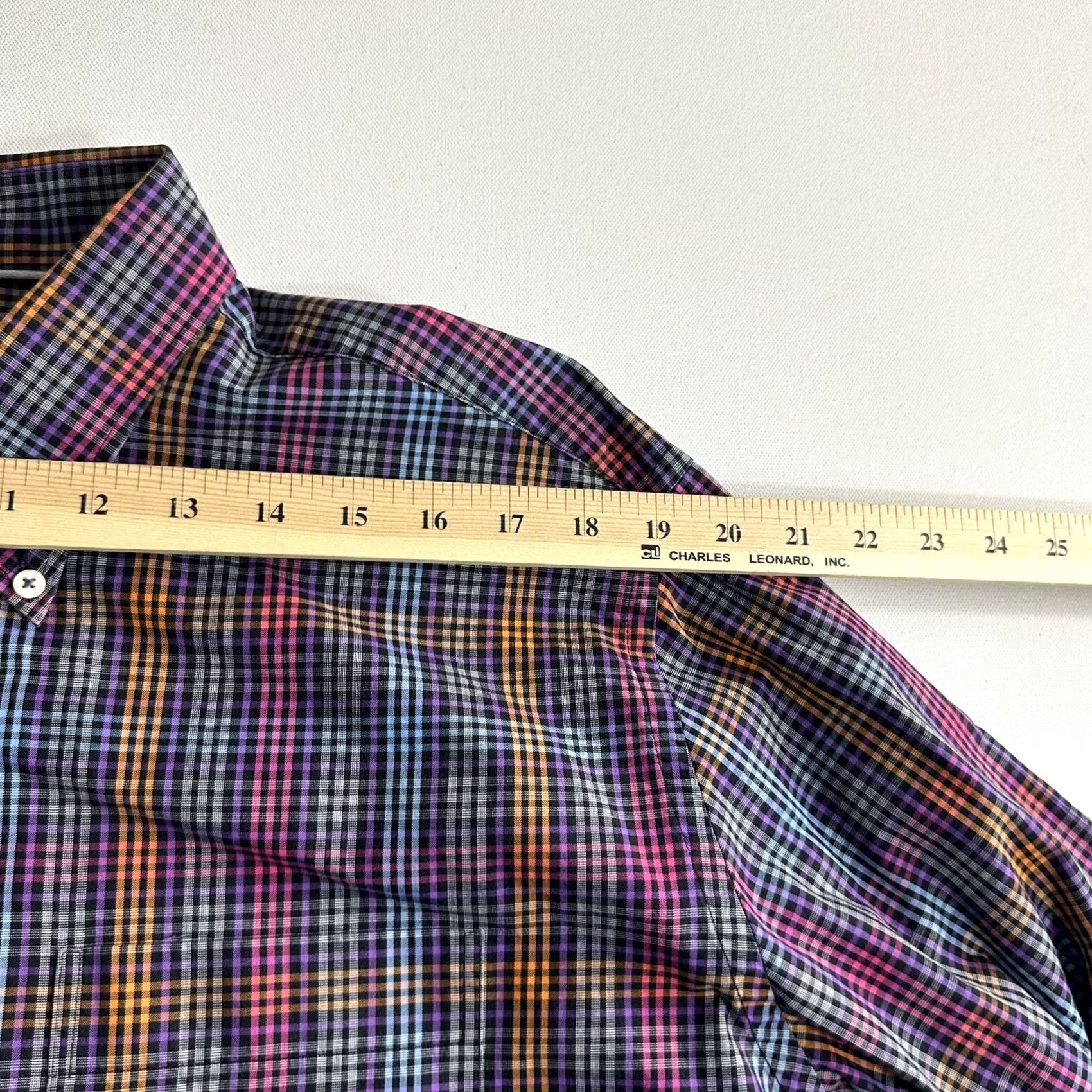 Peter Millar Peter Millar Button-Down Shirt Longsleeve Men Black Checkered Purple Orange XL Size US M / EU 48-50 / 2 - 7 Thumbnail