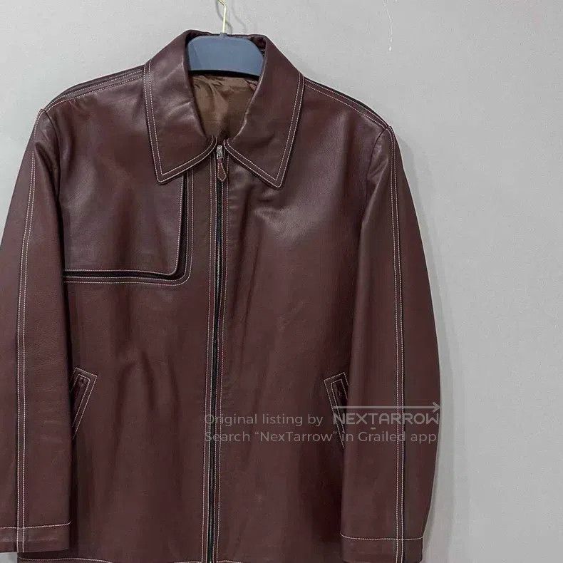 Hermes Hermes Burgundy Calfskin Jacket Size US L / EU 52-54 / 3 - 2 Thumbnail