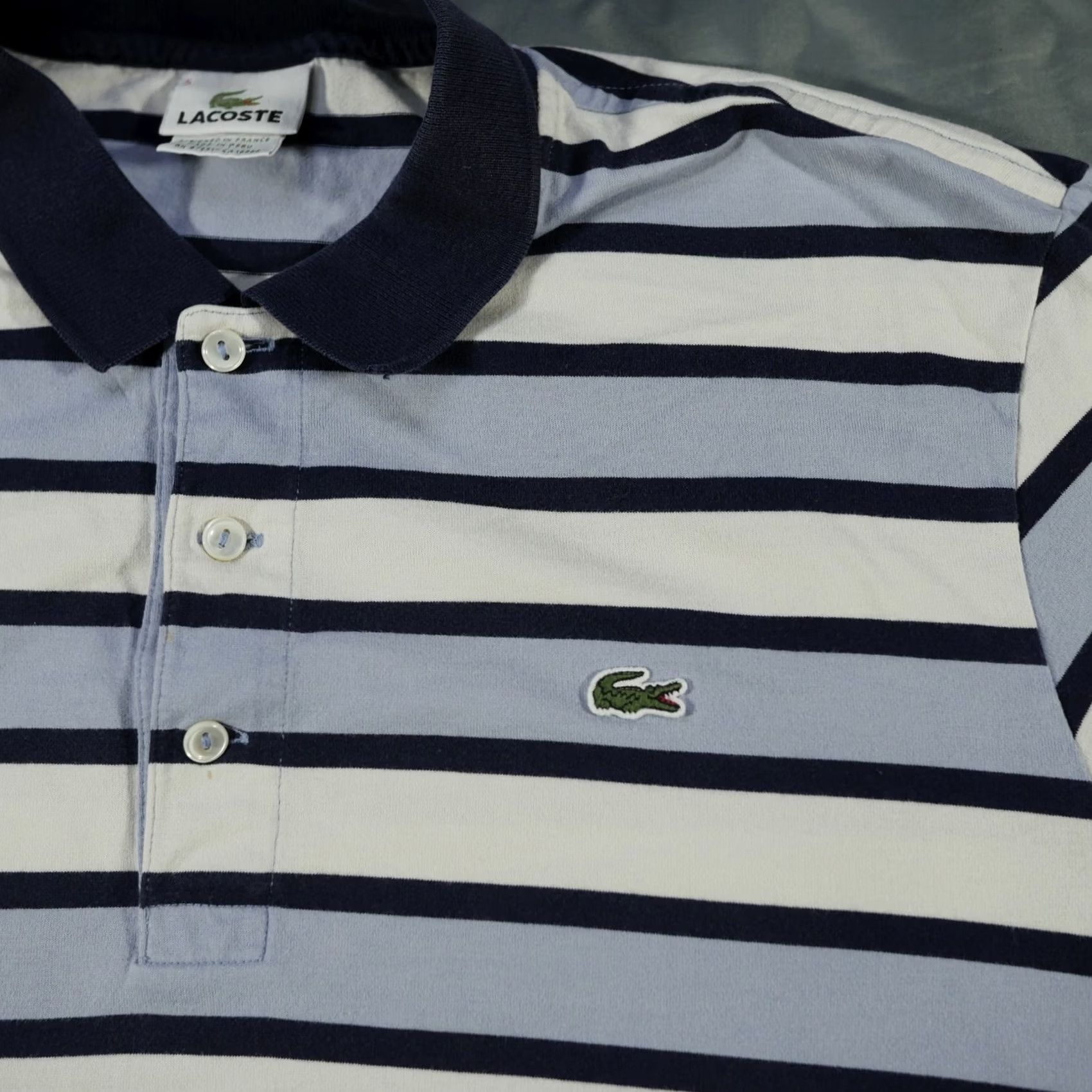 Lacoste Lacoste Polo Shirt Mens Large 5 Blue White Devanlay Stripes Tennis Preppy Casual Shirt Mens L Blue White Striped Polo Golf Tennis Zipper? Size US L / EU 52-54 / 3 - 2 Thumbnail