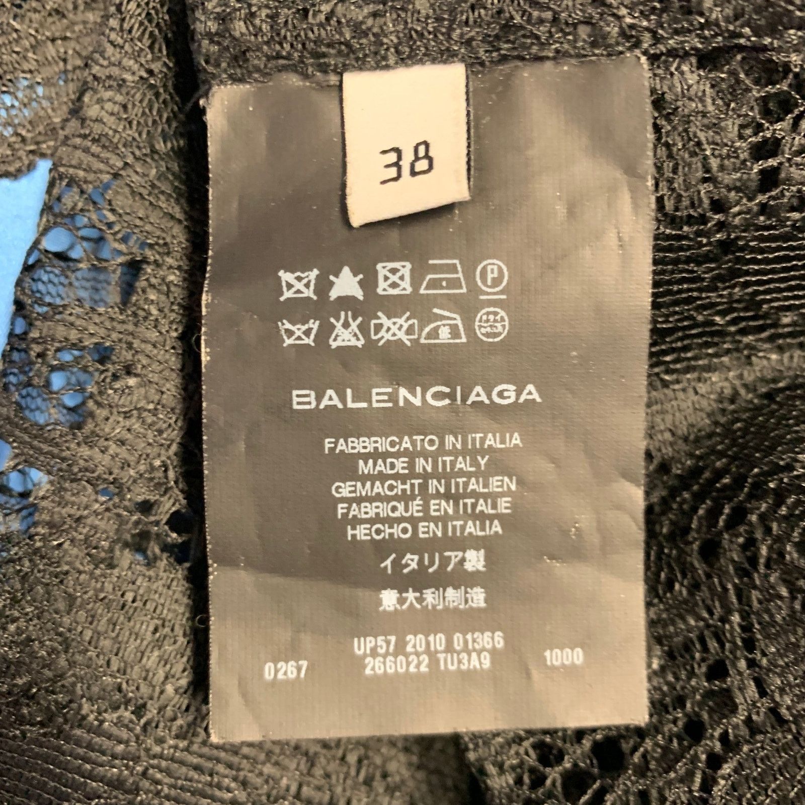 Balenciaga Size S Black Blue Polyester Blend Lace Sleeveless Shirt Size S / US 4 / IT 40 - 7 Thumbnail