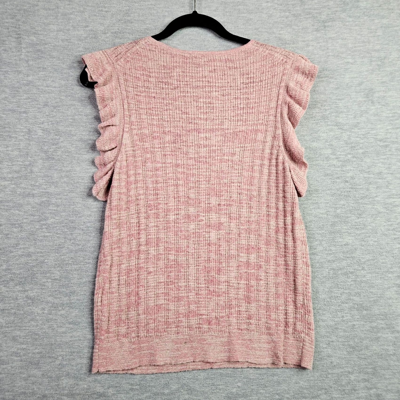 J.Crew J.CREW Women’s Medium Pink Knit Blouse NWT Ruffle Sleeve Marled Cotton Blend Crewneck Long Sleeve Regular Fit All Seasons Shirt Women M Pink NWT Size M / US 6-8 / IT 42-44 - 2 Thumbnail