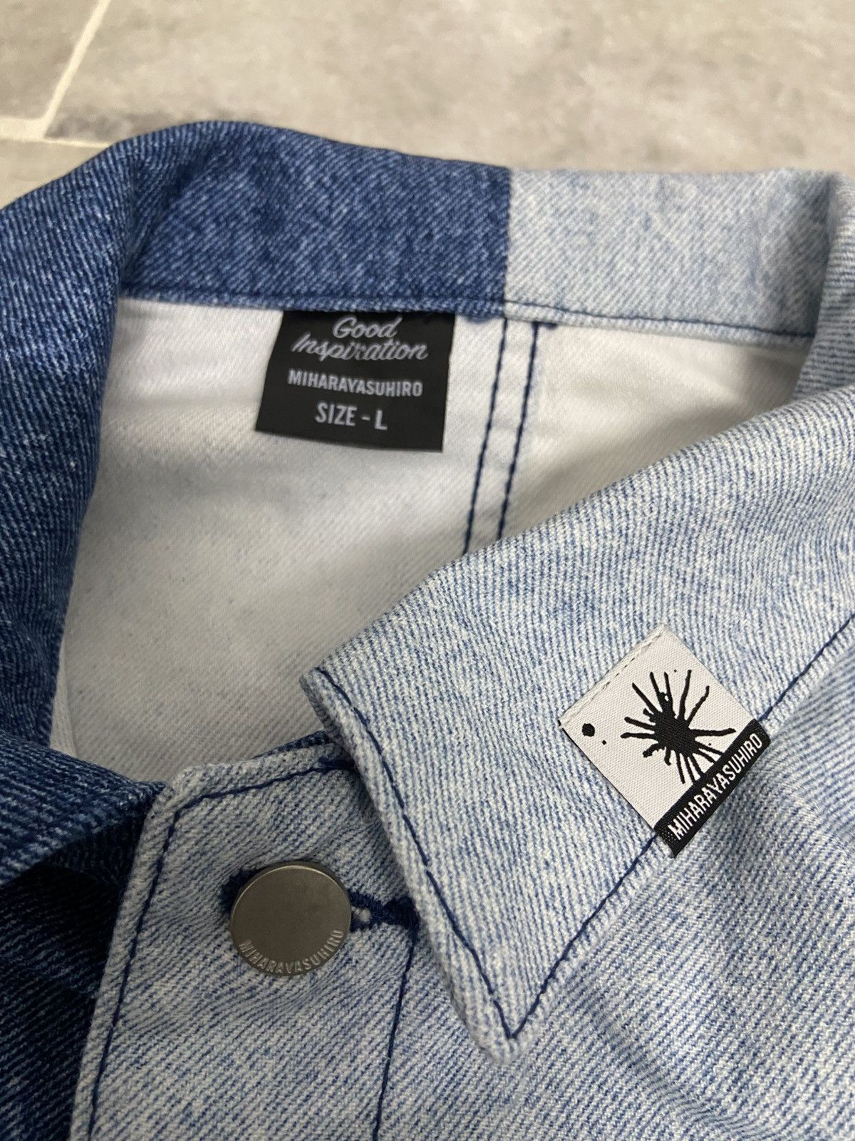 Maison MIHARA YASUHIRO Gu x Miharayasuhiro Two Tone Denim Trucker Jacket Size US L / EU 52-54 / 3 - 7 Thumbnail