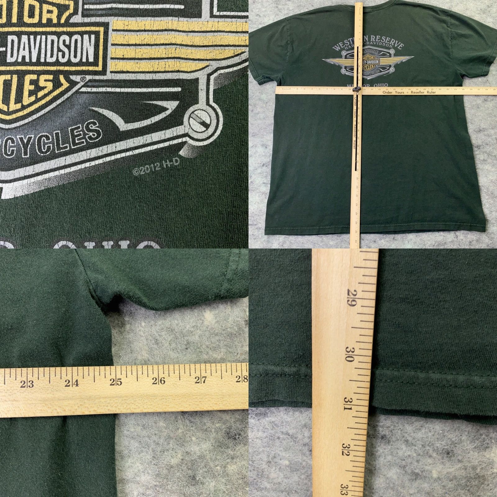 Harley Davidson Harley-Davidson Mens Shirt 2XL Green Crew Neck Short Sleeve T-Shirt Western Reserve Mentor OH Graphic Print Hanes Beefy-T Size US XXL / EU 58 / 5 - 8 Thumbnail