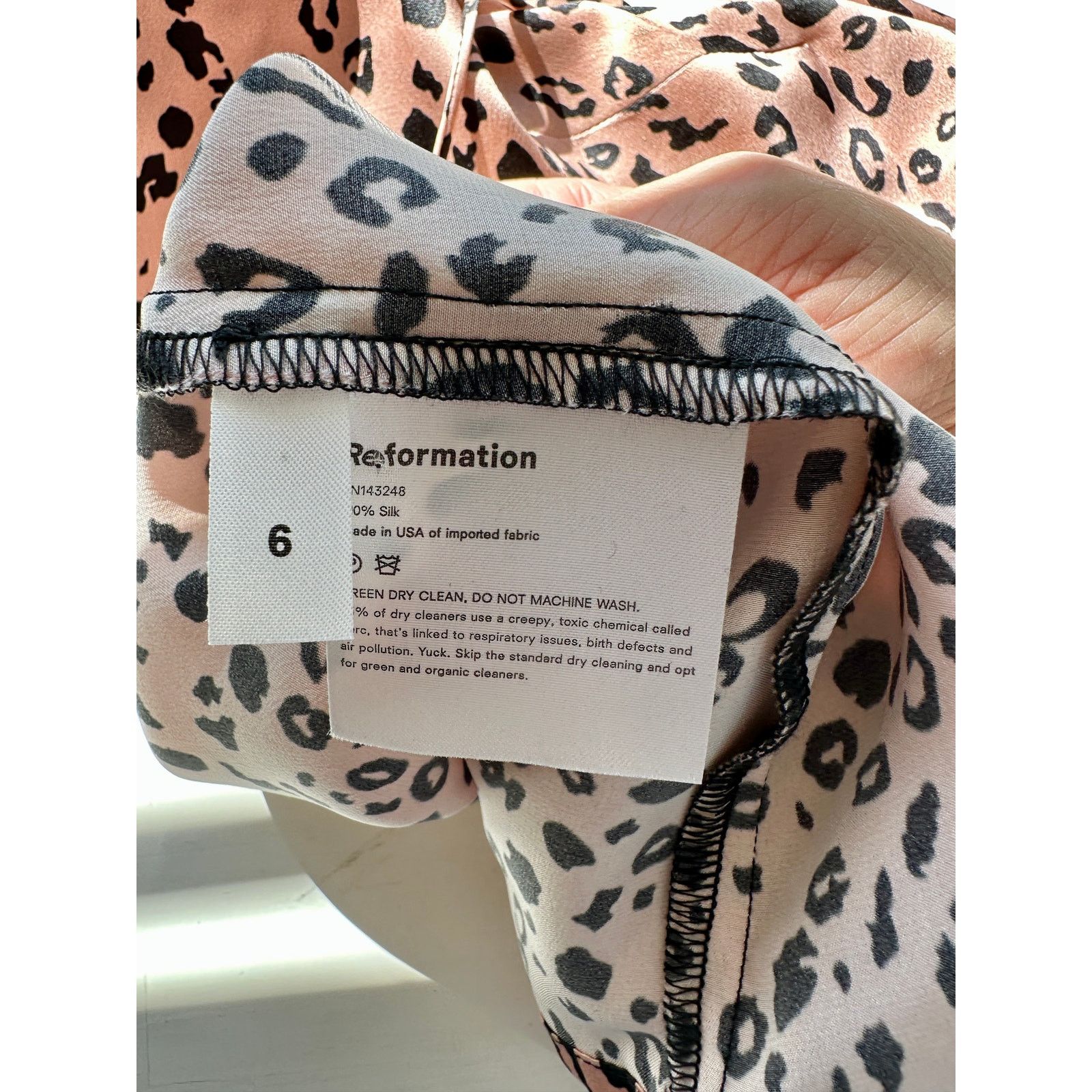 Reformation Reformation Silk Cheetah Mini Pink/Black 6 Spaghetti Strap Size M / US 6-8 / IT 42-44 - 9 Thumbnail