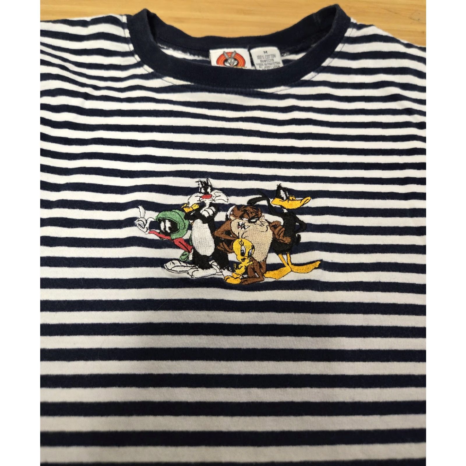 Vintage VINTAGE Looney Tunes Shirt Mens M Navy White Striped Marvin Martian Taz Tweety Daffy Duck Cart Womens/Mens? Size US M / EU 48-50 / 2 - 2 Thumbnail