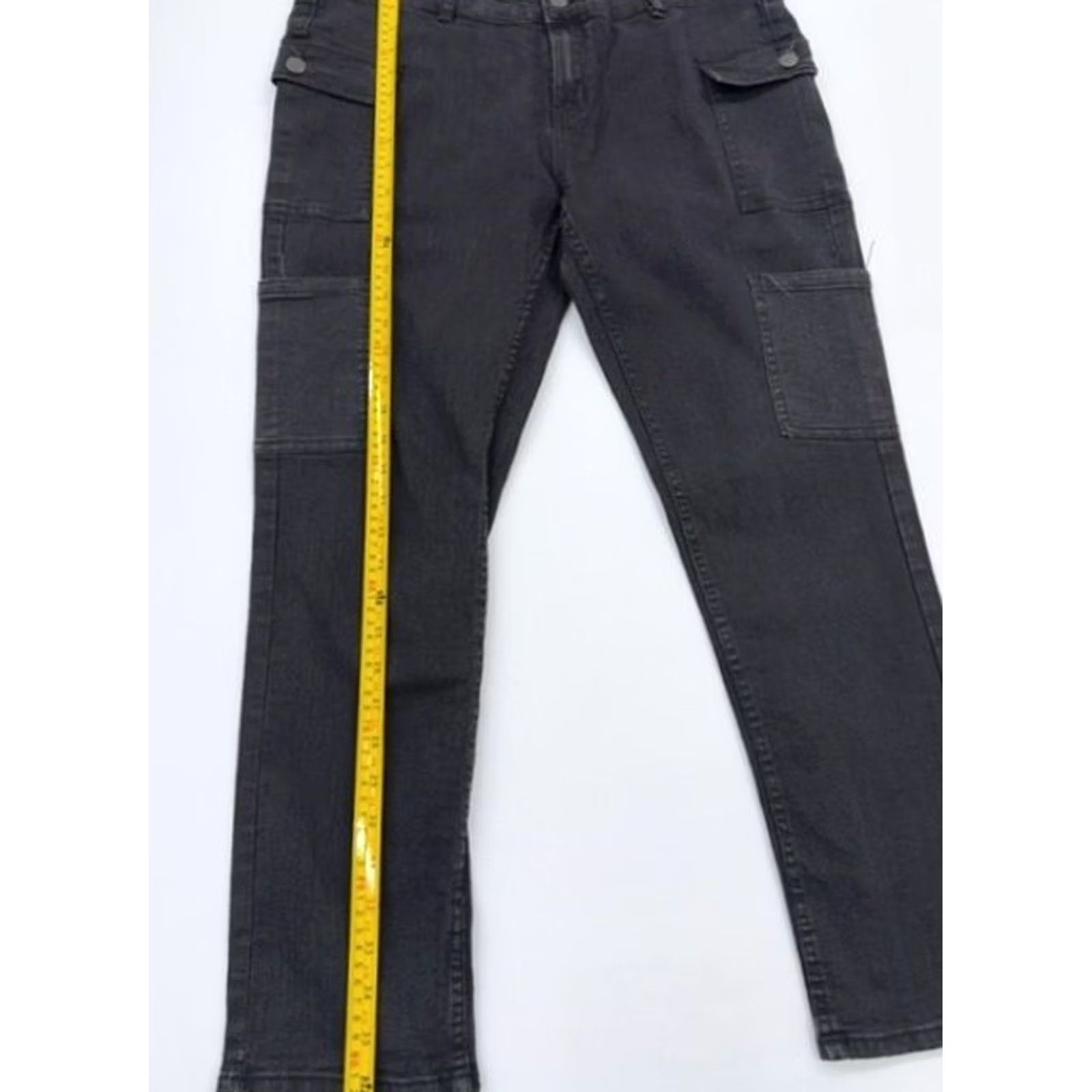 Zara Zara Black Cargo Denim Jeans Size 36 Button Closure Dark Wash Boys Size US 36 / EU 52 - 4 Thumbnail