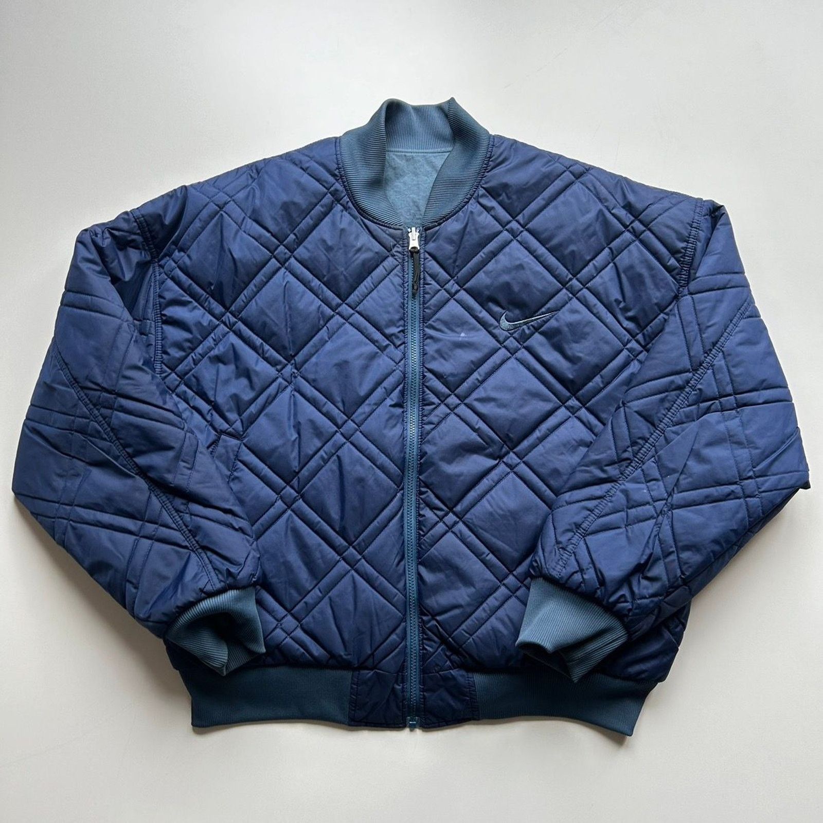 Nike Vintage 1990s Nike Embroidered Swoosh Quilted Bomber Jacket Size US L / EU 52-54 / 3 - 3 Thumbnail