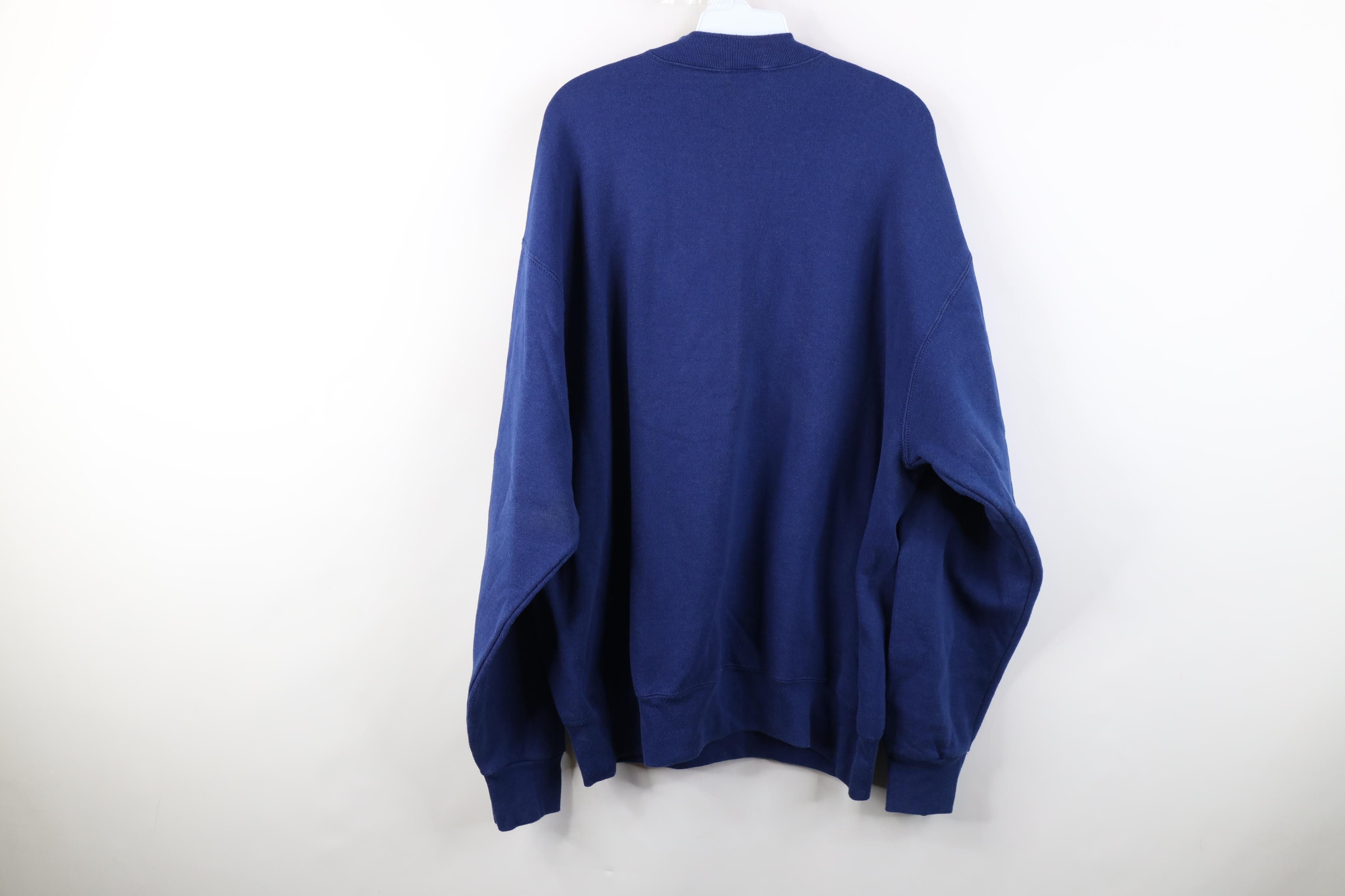 Vintage Vintage 90s Streetwear Blank Heavyweight Sweatshirt Blue USA Size US XL / EU 56 / 4 - 8 Thumbnail